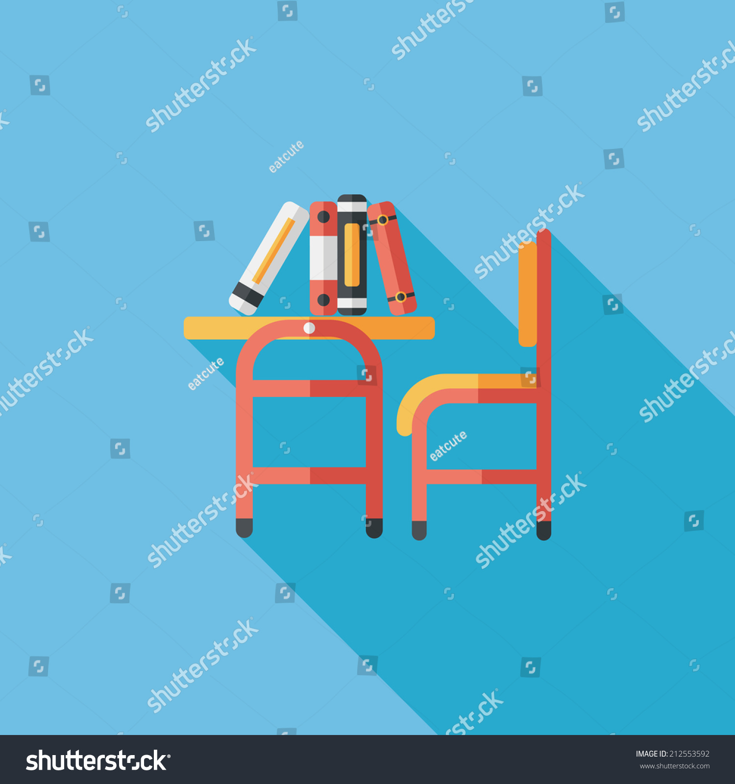 Vintage School Desk Flat Icon Long Stock Vector Royalty Free