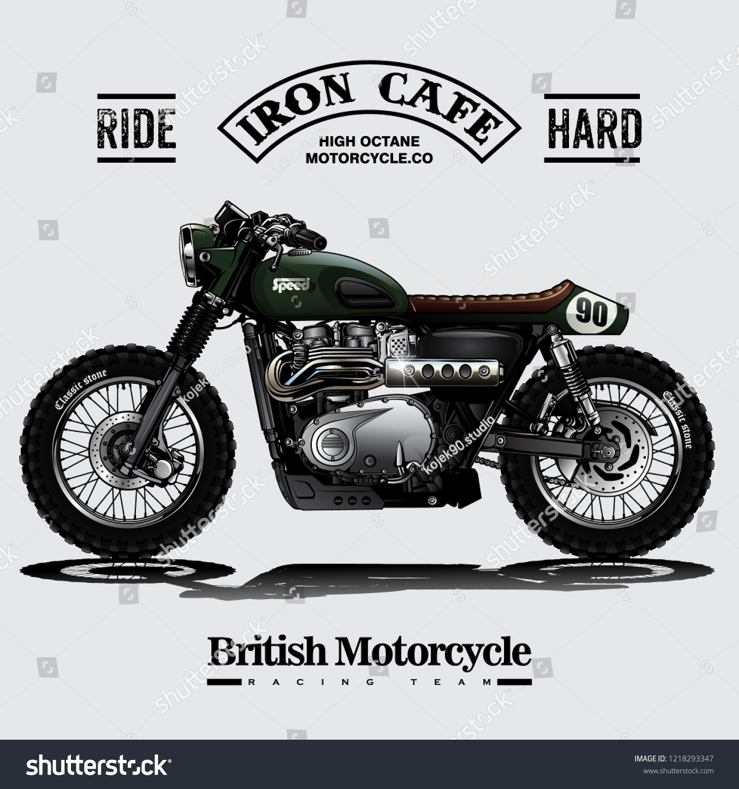 Vintage Scrambler Motorcycle Vector Stock Vector Royalty Free