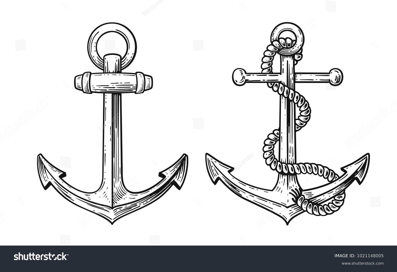 SVG of Vintage sea anchor with a rope. Hand drawn vector svg