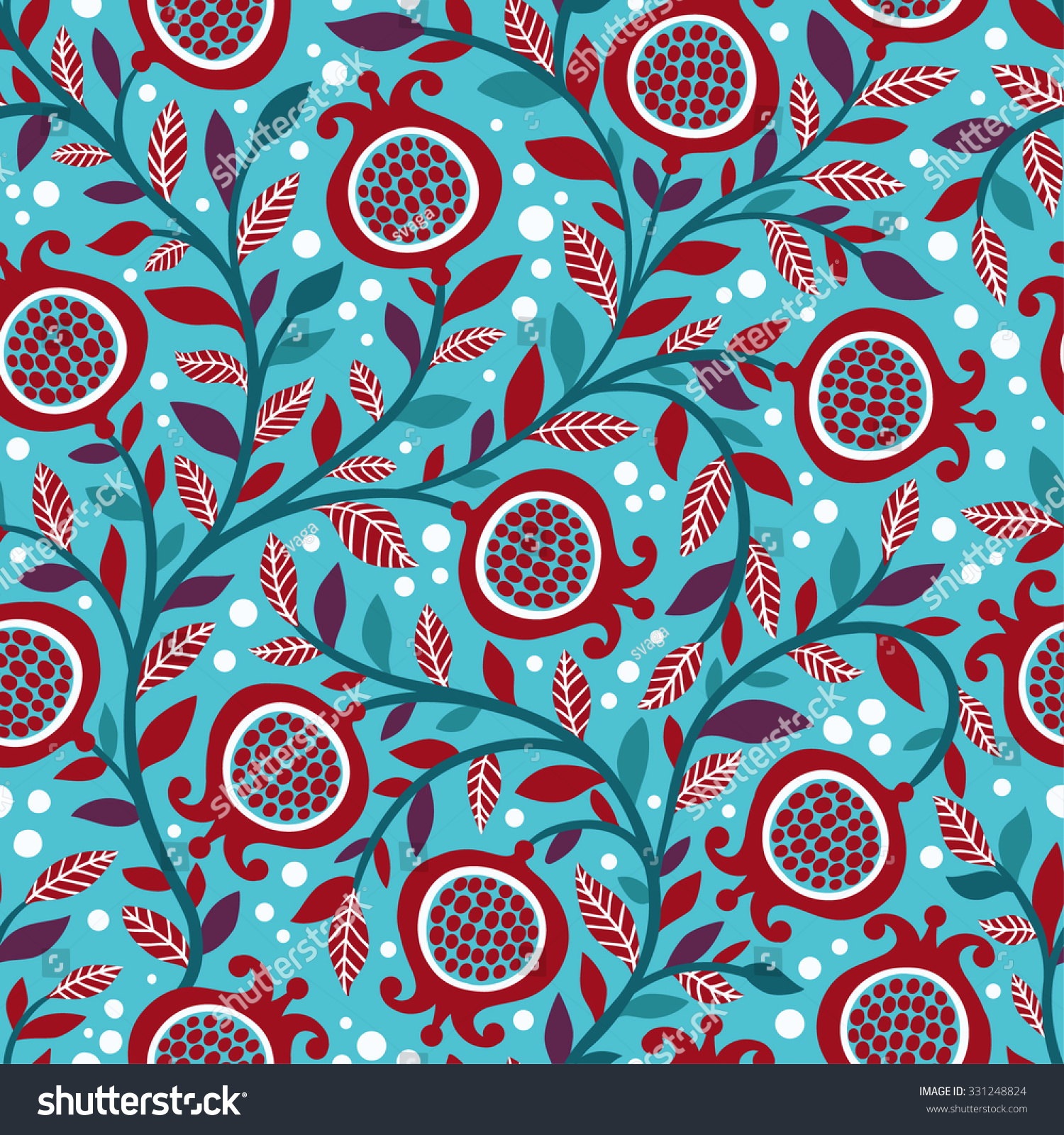 Vintage Seamless Floral Pattern Decorative Pomegranate Stock Vector ...