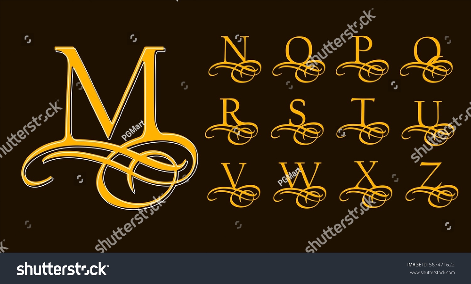 Vintage Set 2 Calligraphic Capital Letters Stock Vector (Royalty Free ...
