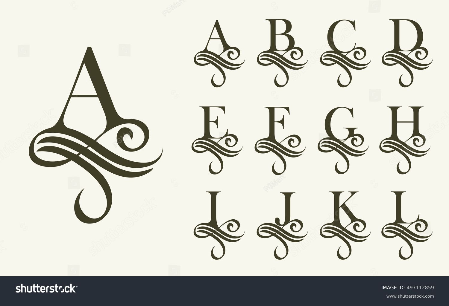 Vintage Set1 . Capital Letter For Monograms And Logos. Beautiful ...