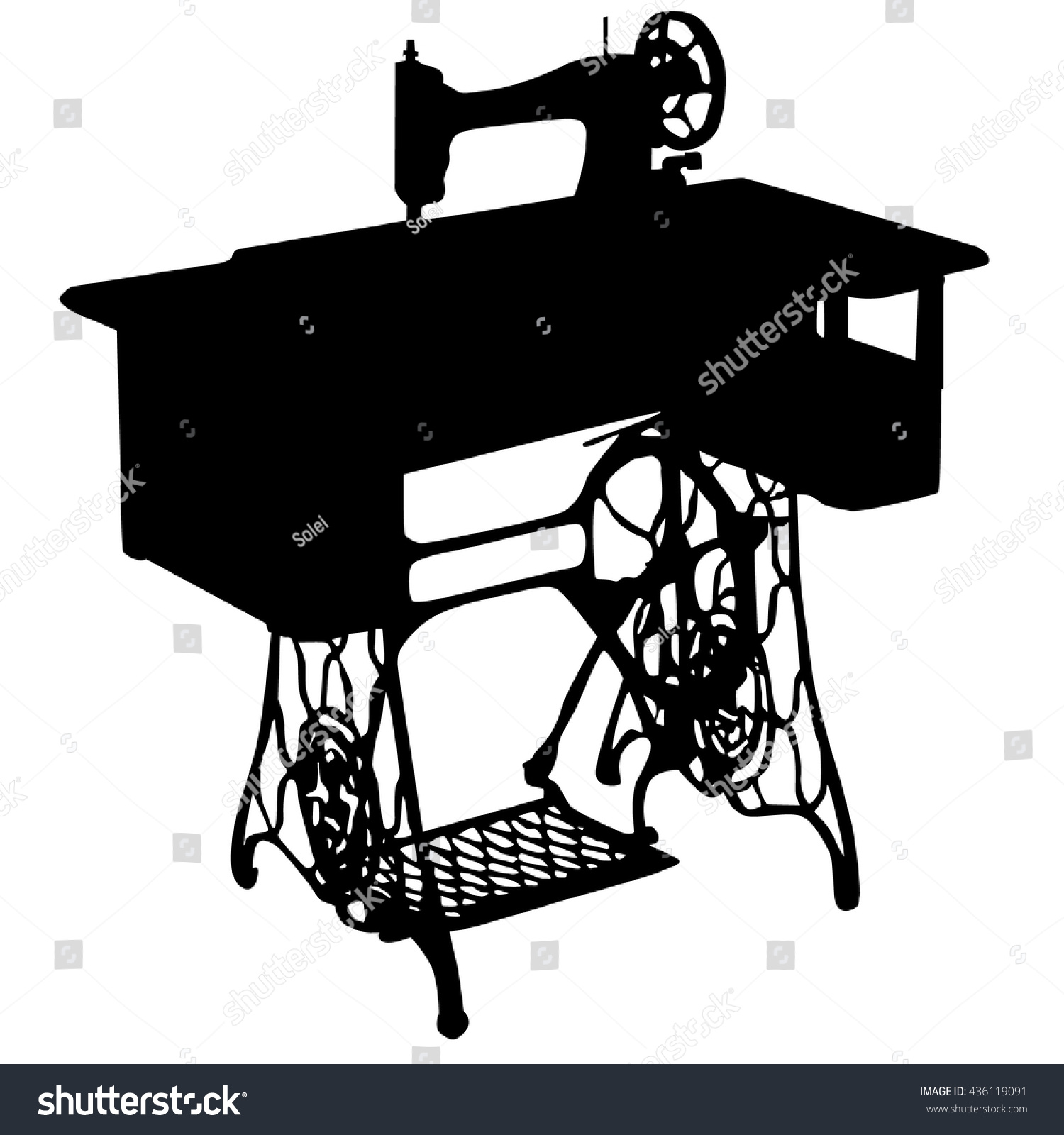 Vintage Sewing Machine Silhouette Stock Vector 436119091 Shutterstock 