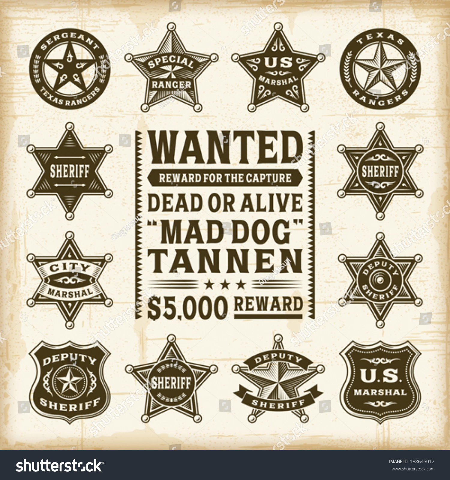 SVG of Vintage sheriff, marshal and ranger badges set. Fully editable EPS10 vector. svg