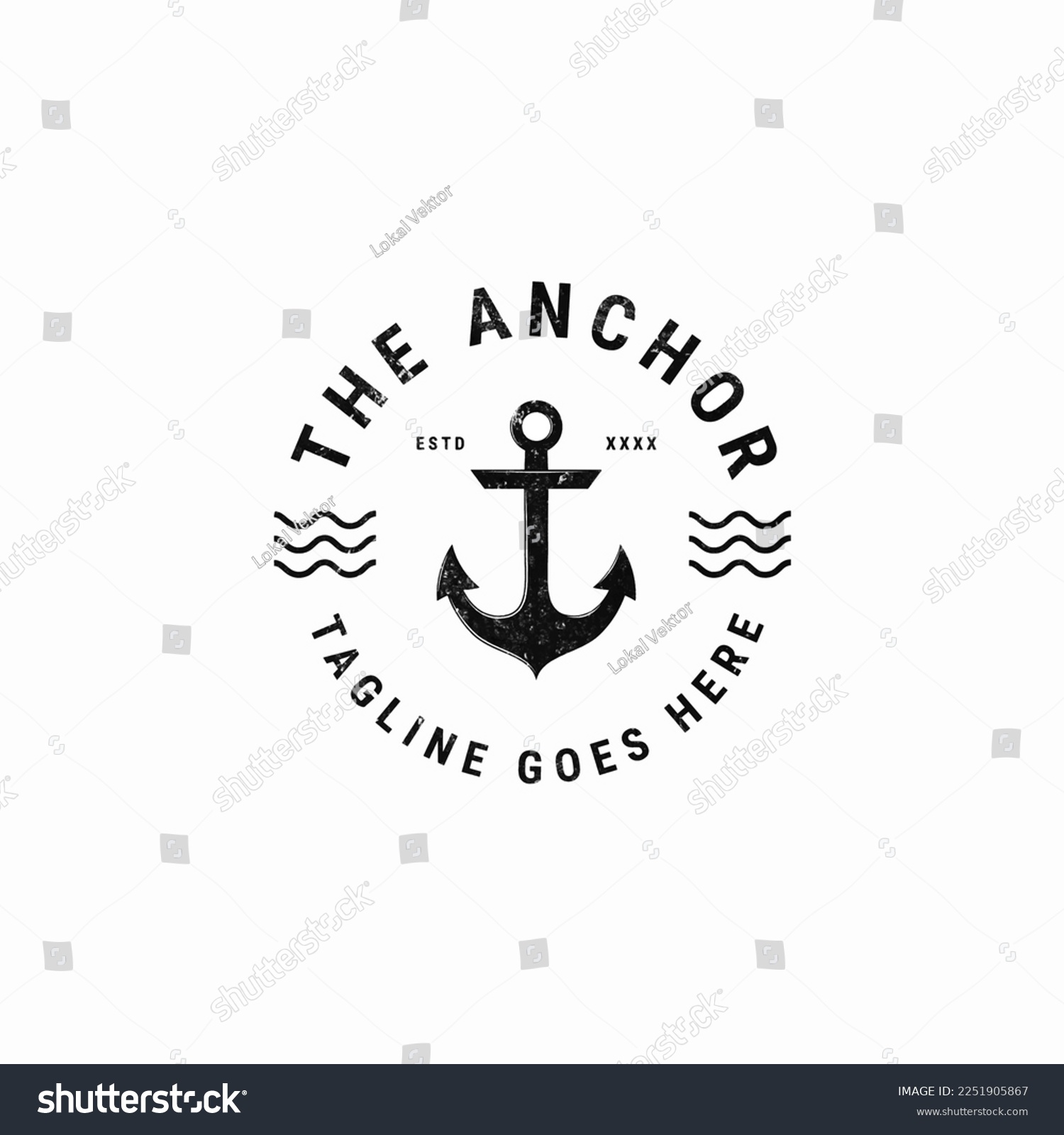 SVG of Vintage Ship Anchor with Logo Badge Design svg