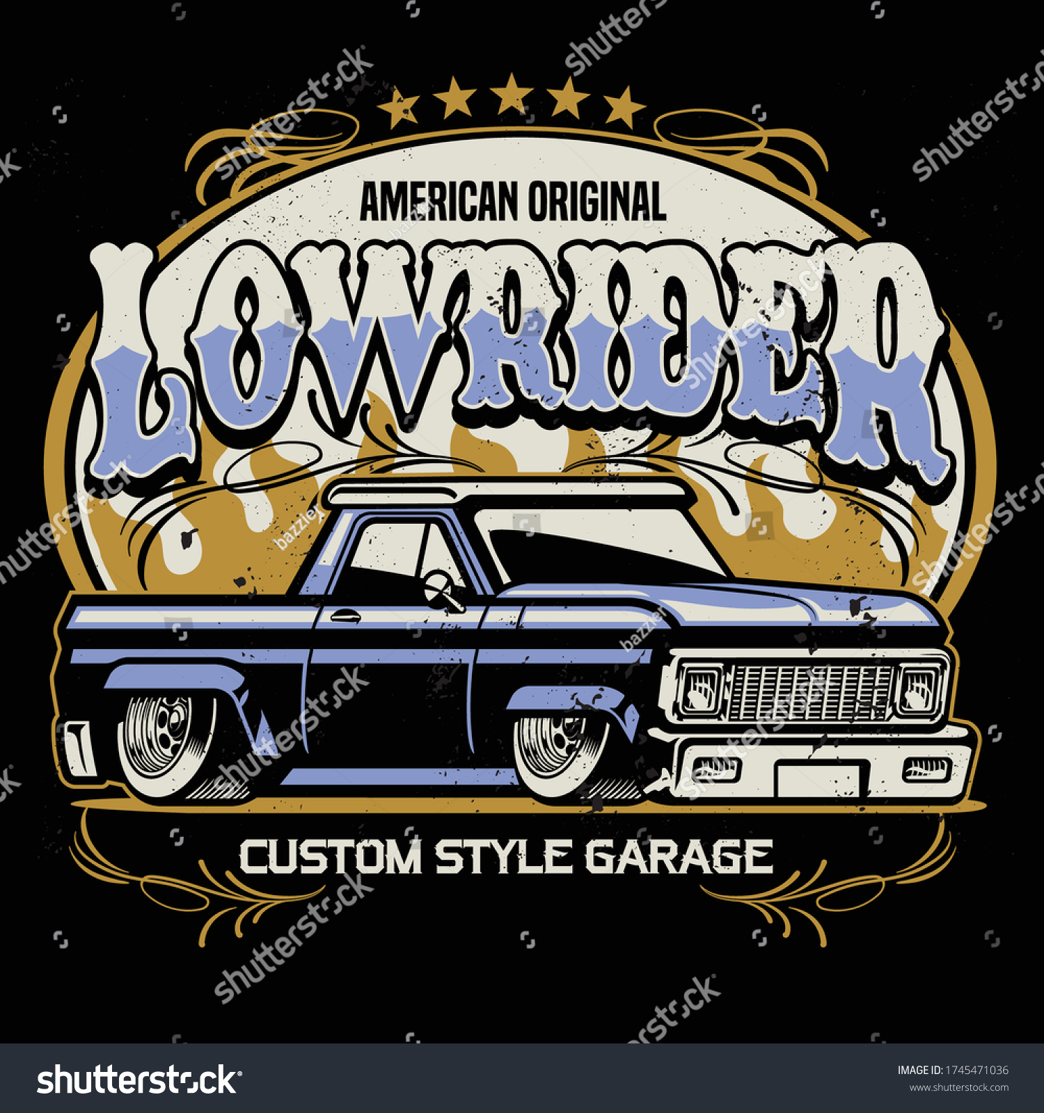 SVG of vintage shirt design of lowrider pickup truck svg