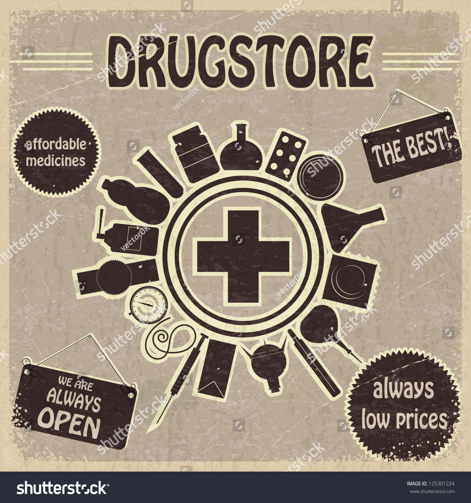 Vintage Sign Drugstores Stock Vector 125301224 - Shutterstock