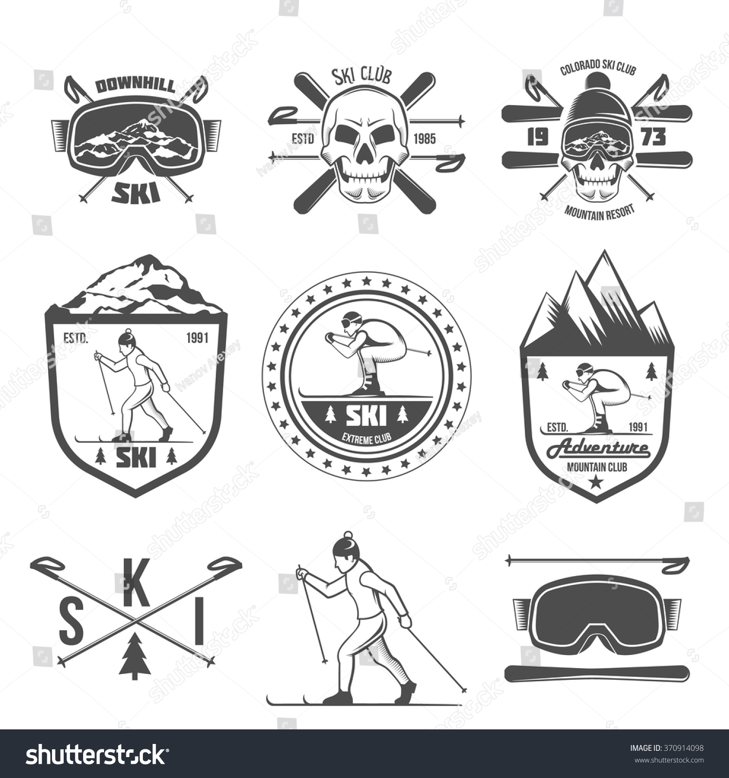 Vintage Ski And Arctic Expeditions Logos, Badges, Emblems And Design ...