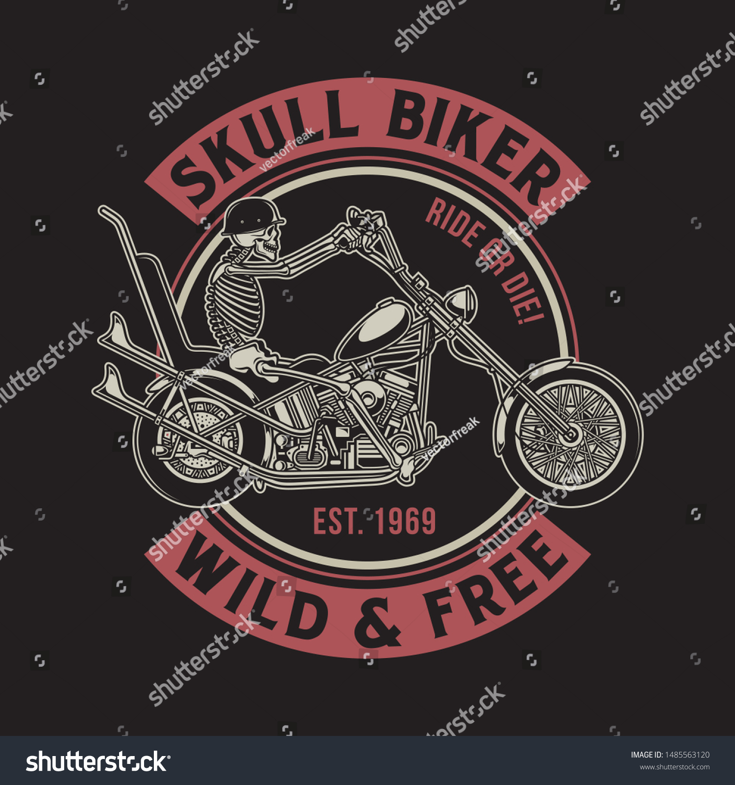 Vintage Skull Biker Vector Illustration Stock Vector (Royalty Free ...