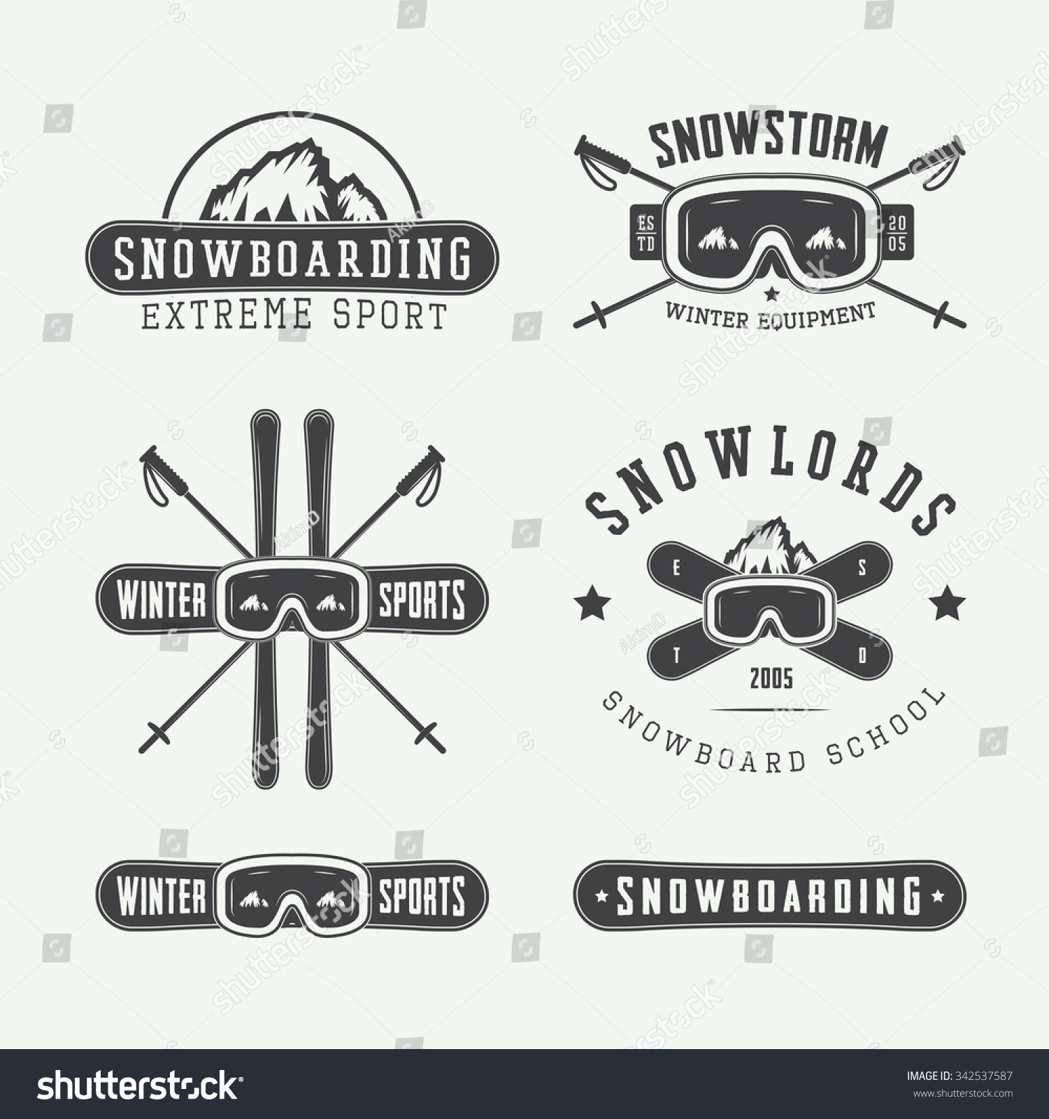 logo winter vintage Badges Logos Sports Stock Snowboarding Winter Vintage