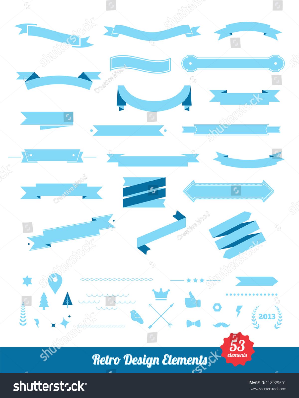 Vintage Styled Ribbons Design Elements Collection Stock Vector (Royalty ...