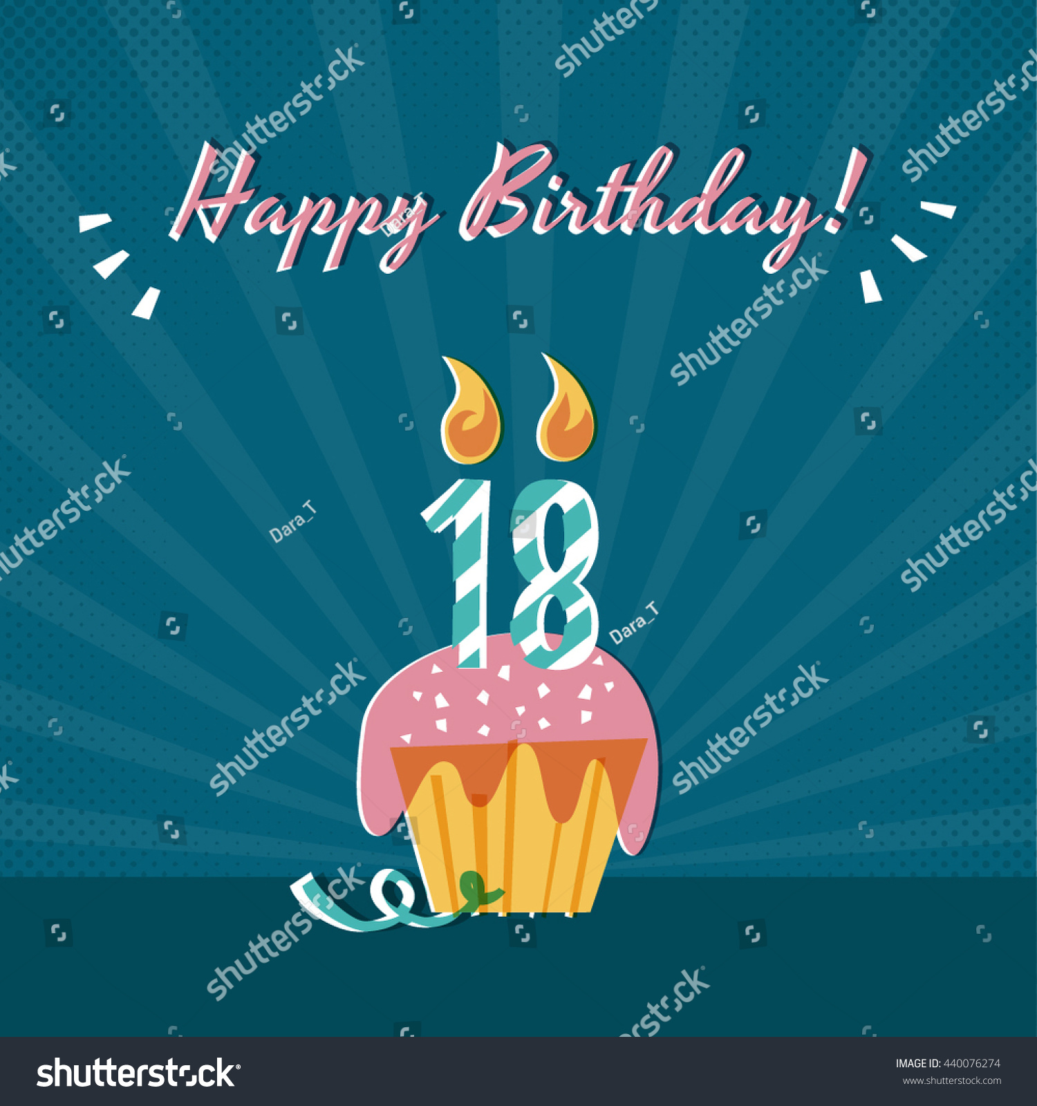 Vintage 18th Birthday Cake Layout Stock Vector (Royalty Free) 440076274