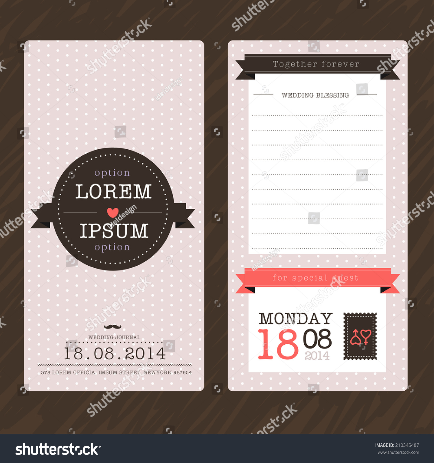 Vintage Ticket Wedding Invitation Card Template Stock Vector ...