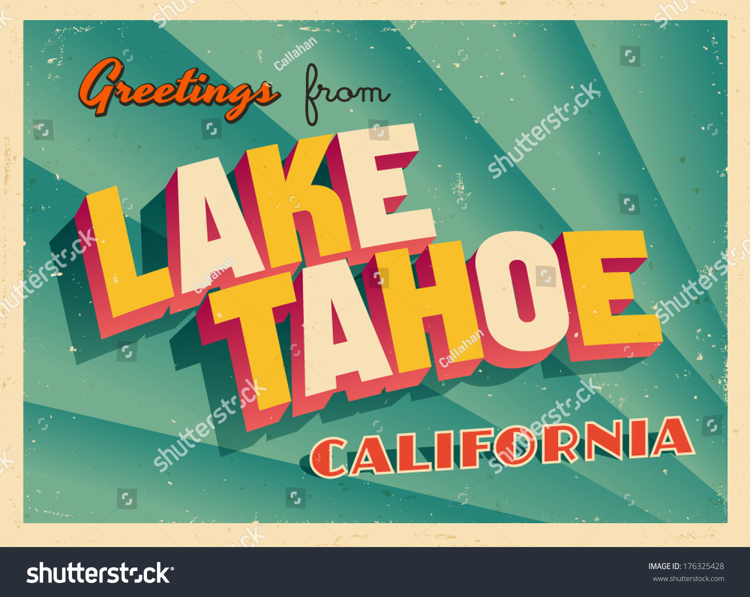 SVG of Vintage Touristic Greeting Card - Lake Tahoe, California - Vector EPS10. Grunge effects can be easily removed for a brand new, clean sign. svg