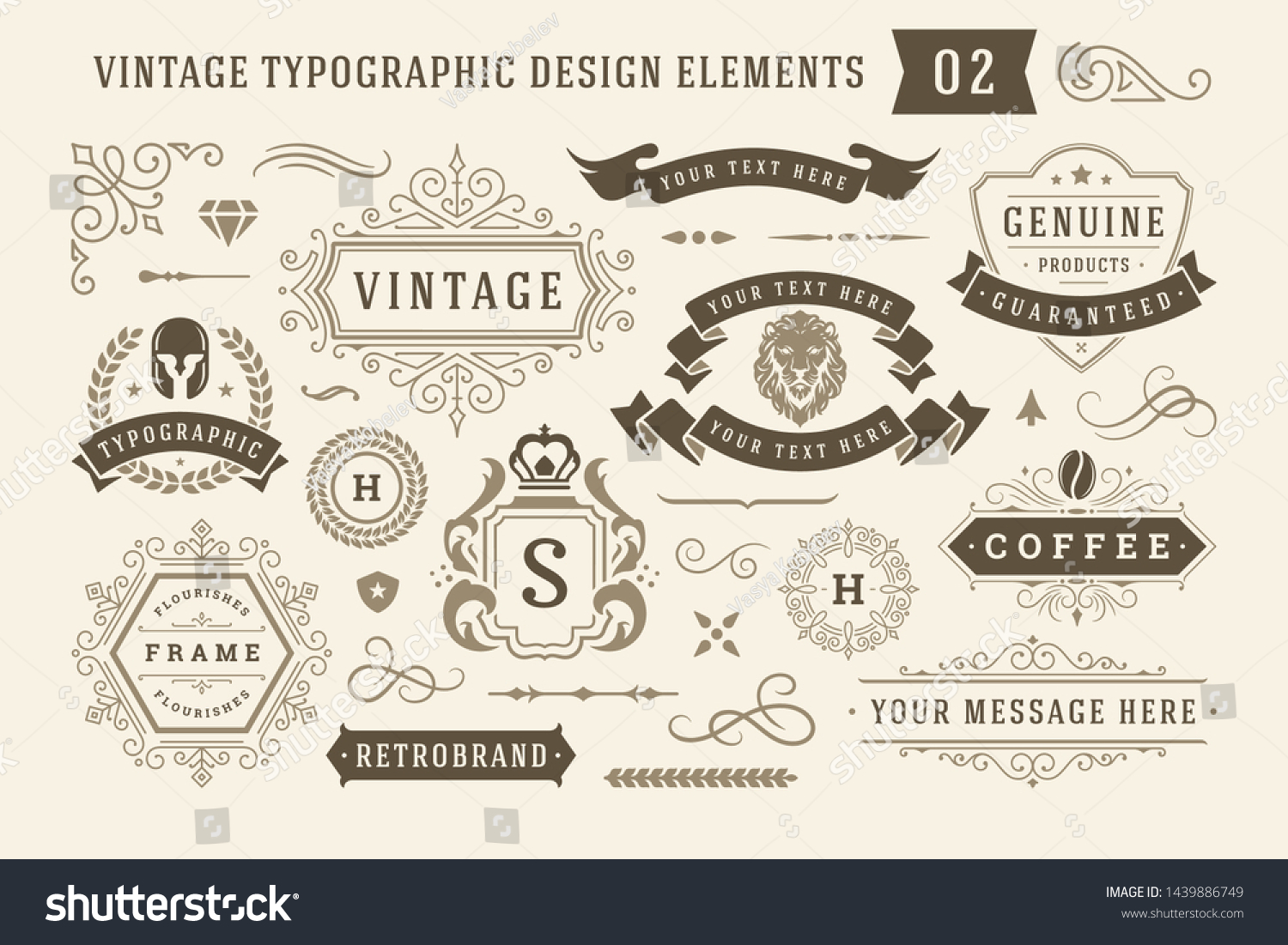 Vintage Typographic Design Elements Set Vector Stock Vector (Royalty ...