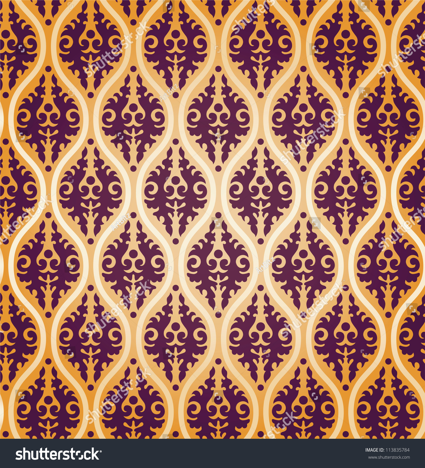 Vintage Vector Floral Damask Brocade Background Stock Vector 113835784