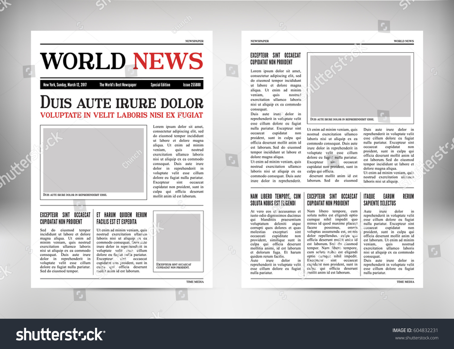 Vintage Vector Newspaper Journal Template Old Stock Vector (royalty 