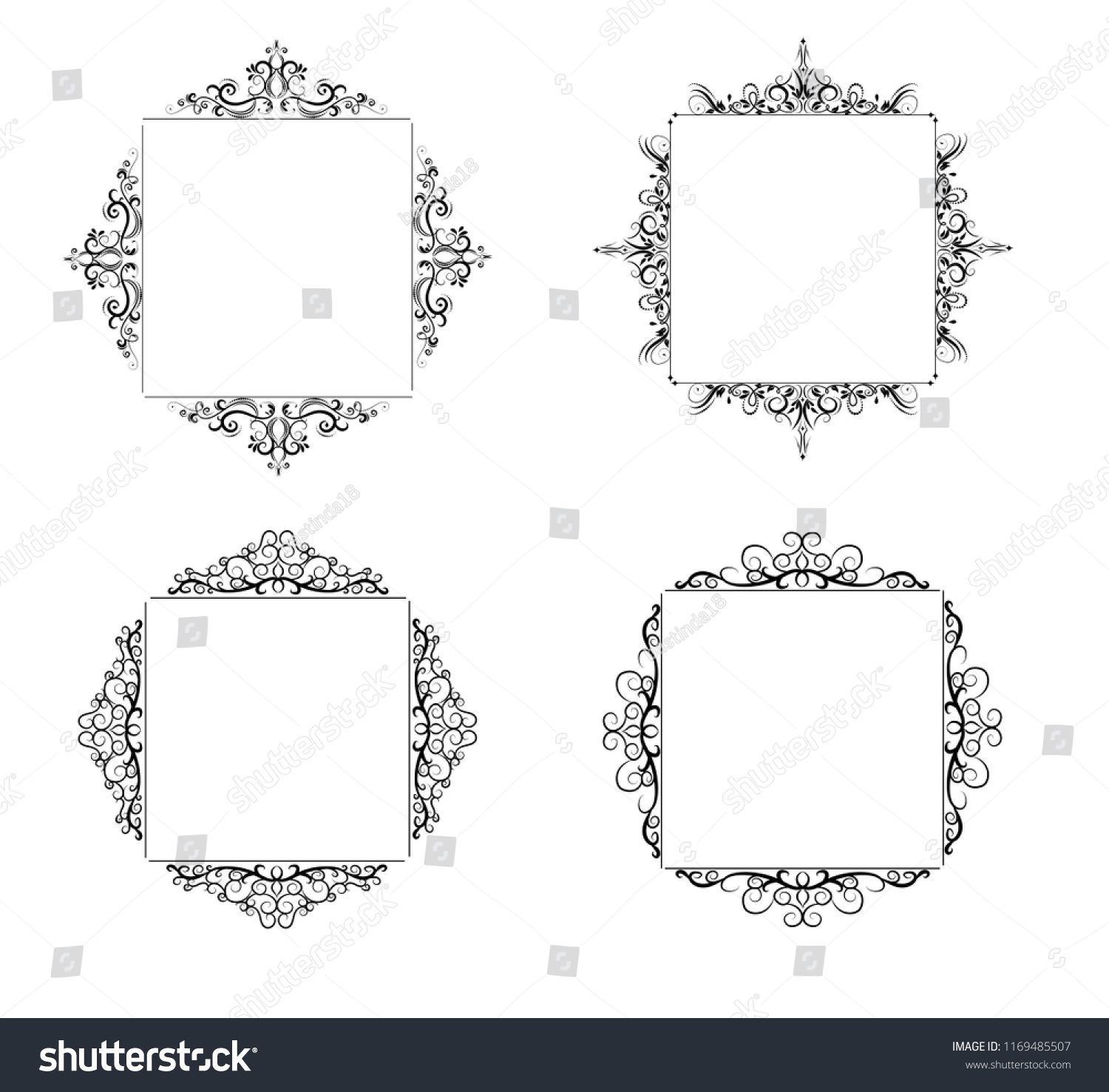 Vintage Vector Swirl Frame Set Stock Vector (Royalty Free) 1169485507 ...