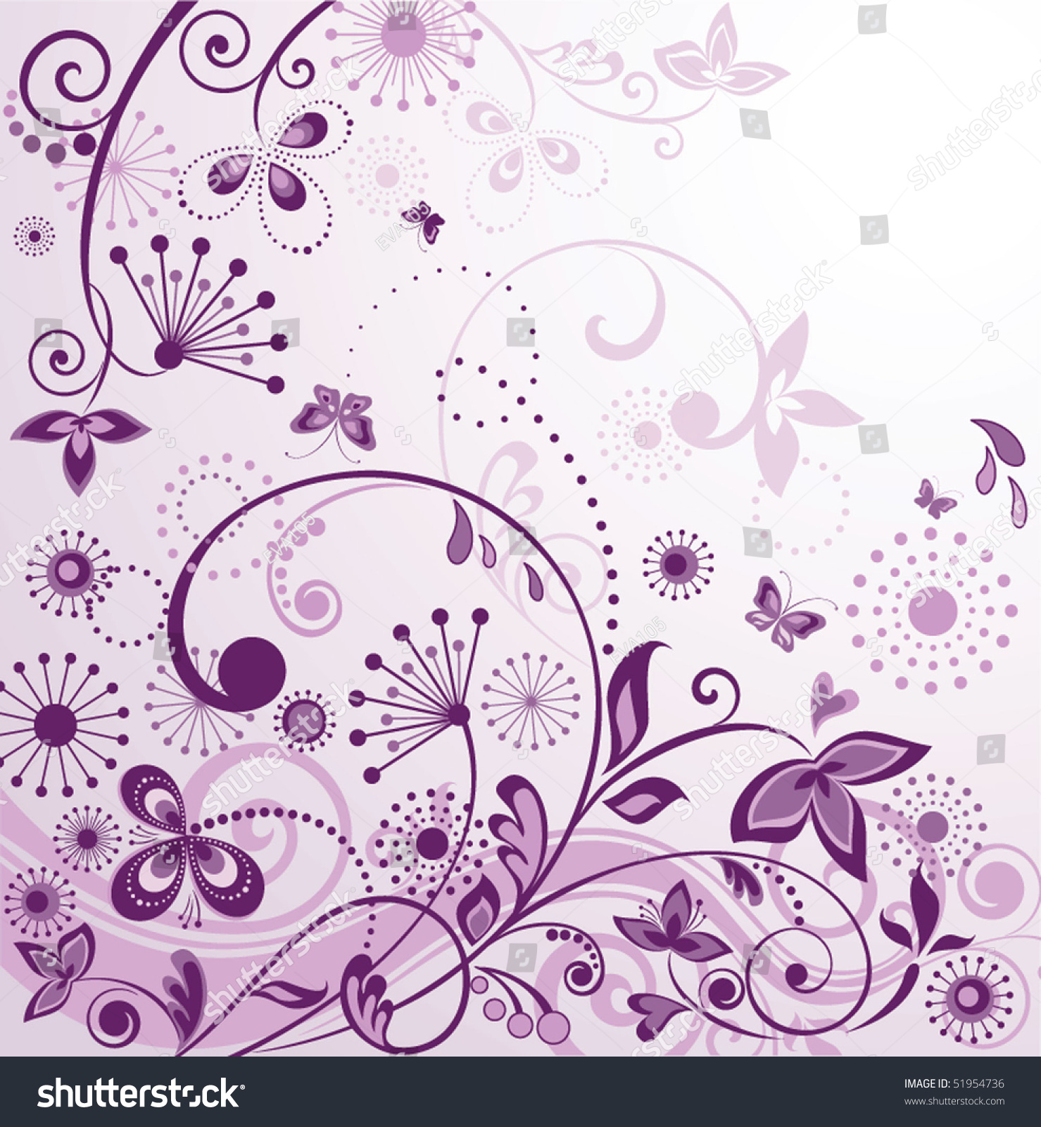 Vintage Violet Floral Card Stock Vector Illustration 51954736 ...