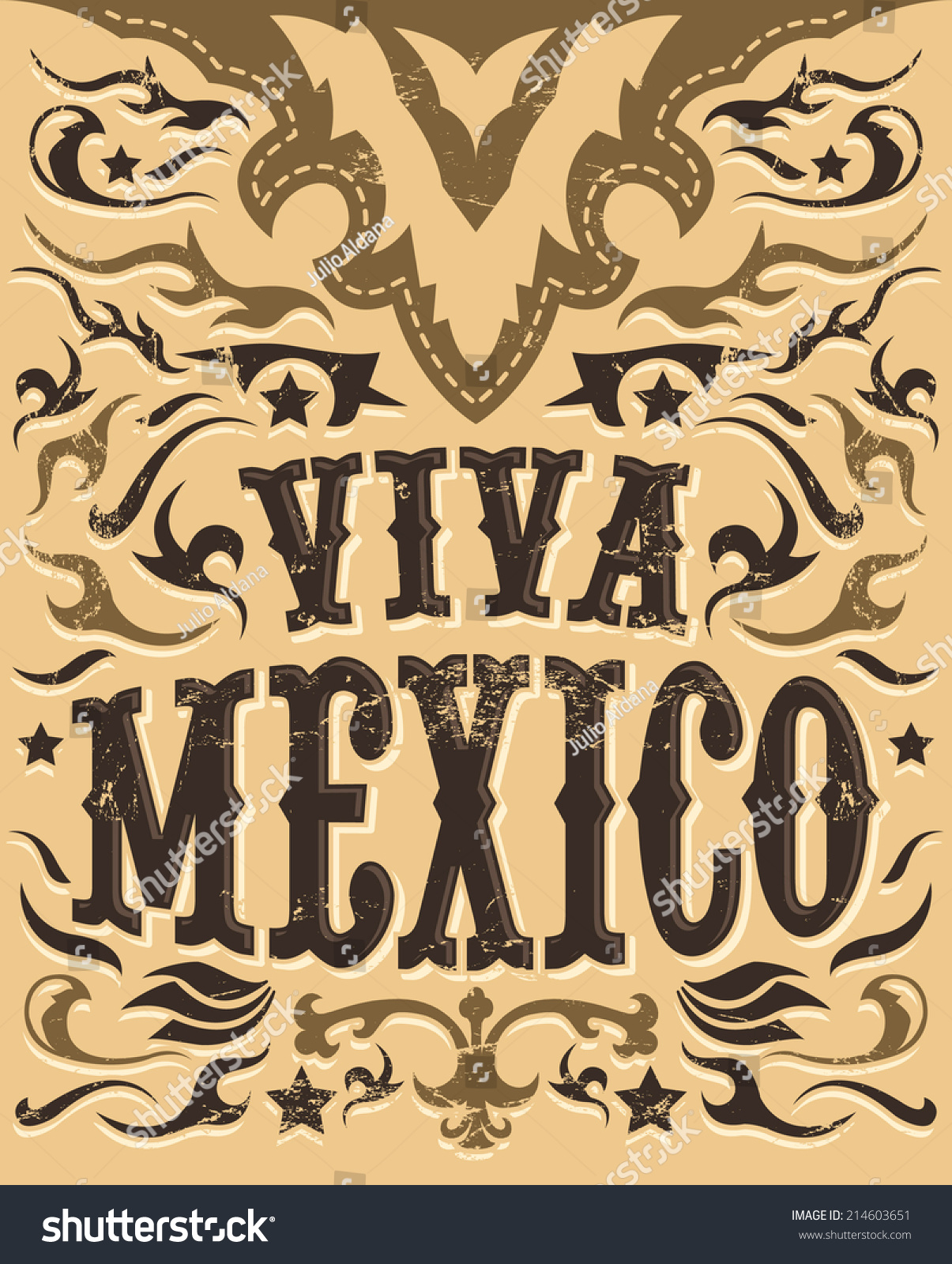 Vintage Viva Mexico Sign - Mexican Holiday Poster - Western Style Stock ...