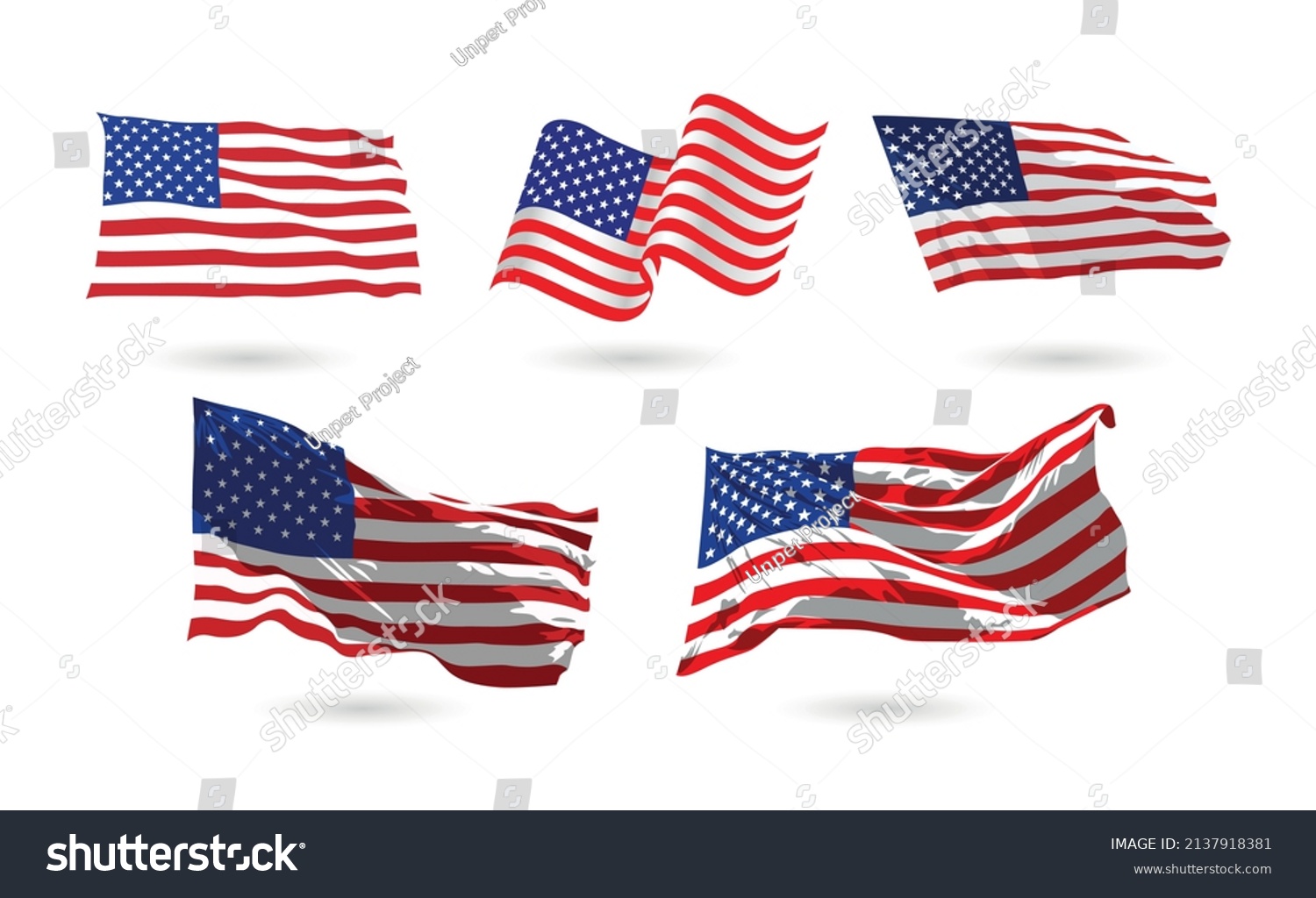 Vintage Waving Usa Flag Set Vector Stock Vector Royalty Free Vintage Waving Usa Flag Set Vector Stock Vector Royalty Free