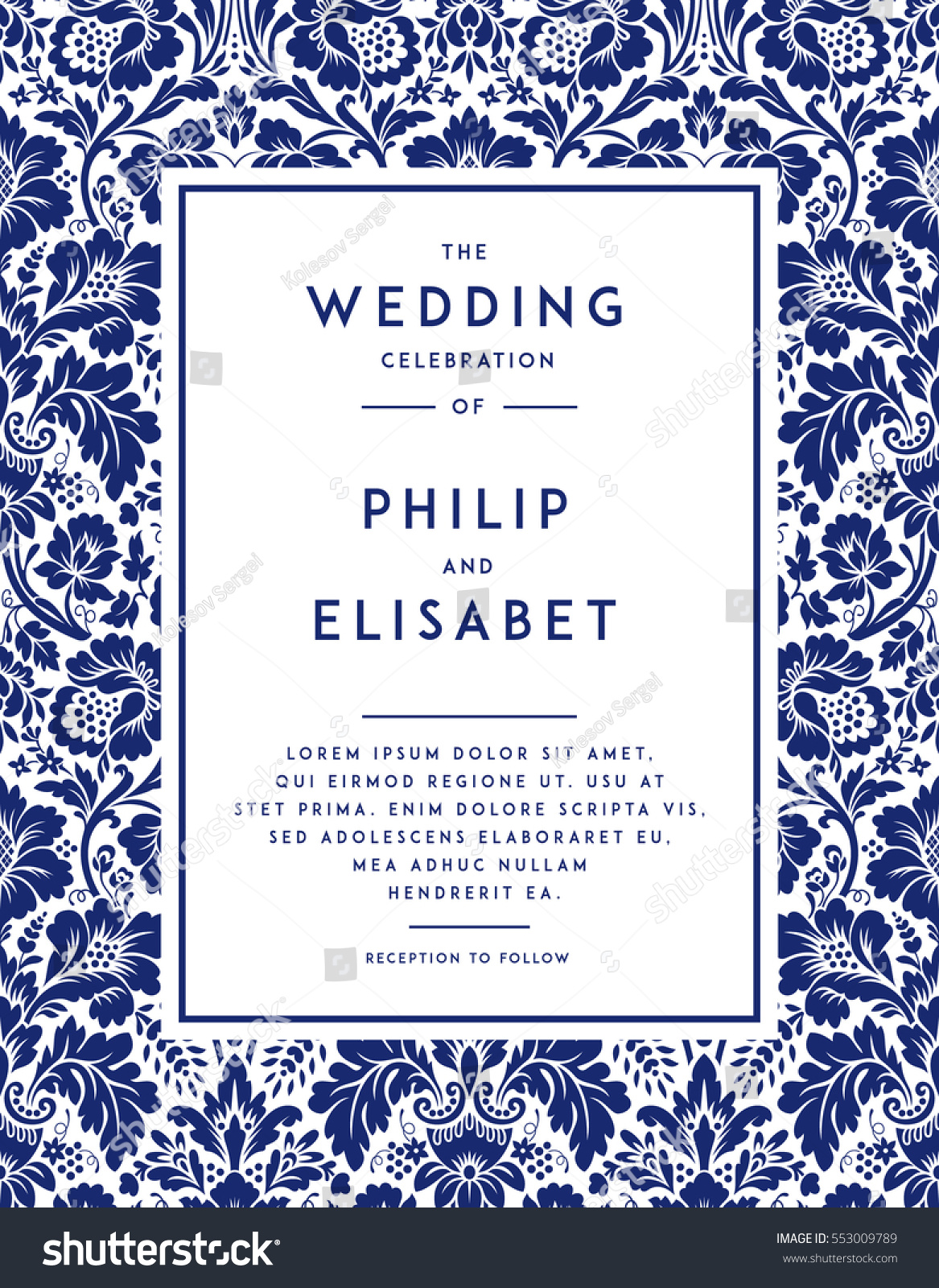 vintage wedding invitation template modern design wedding invitation design with damask background tradition - Vintage Wedding Invitation Templates vintage wedding invitation template modern design wedding invitation design with damask background tradition - Vintage Wedding Invitation Templates