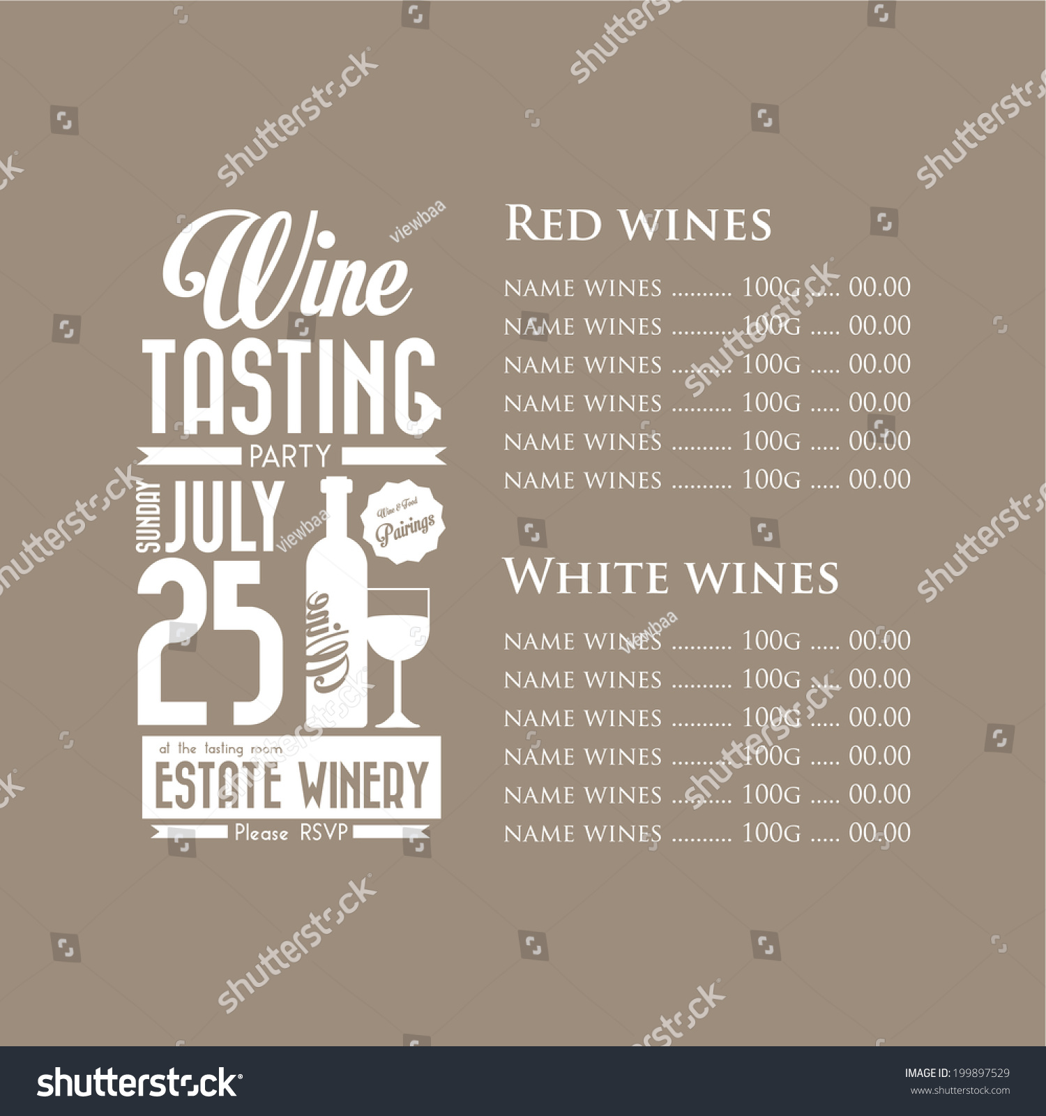 Vintage Wine Tasting Party Invitation Menu Stock Vector (Royalty Pertaining To Wine Tasting Menu Template