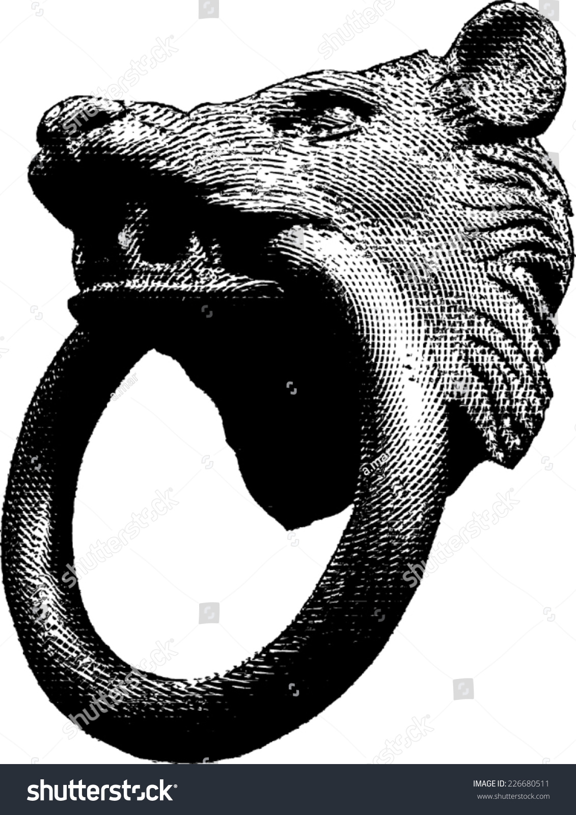 Vintage Wolf Door Knocker Engraving Vector Stock Vector Royalty