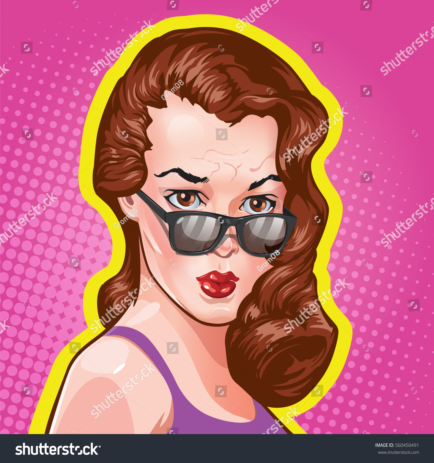 Vintage Woman Portrait Vector Illustration Vector De Stock Libre De Regalías 560450491 7674