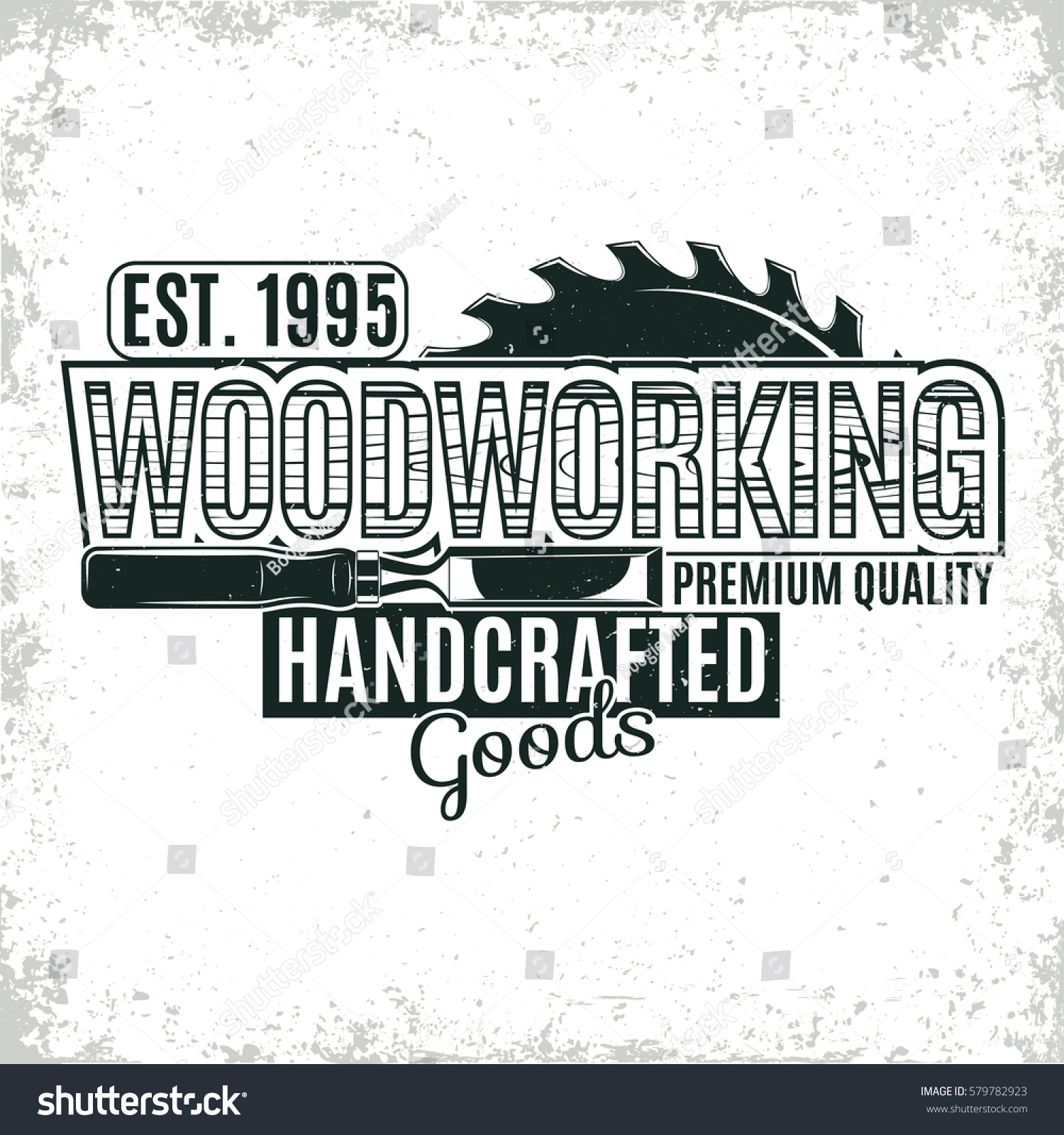 Perfect Vintage Woodworking Logo Design Grange Print Stock Vector