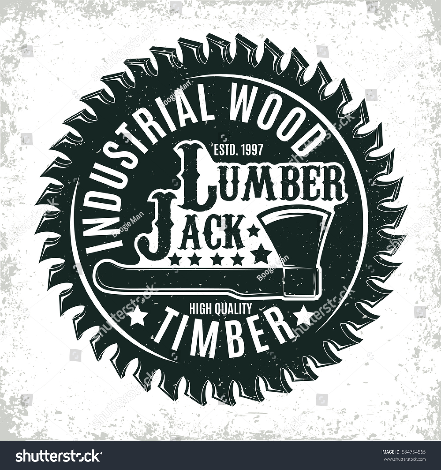 Vintage Woodworking Logo Design Grange Print Stock Vector 