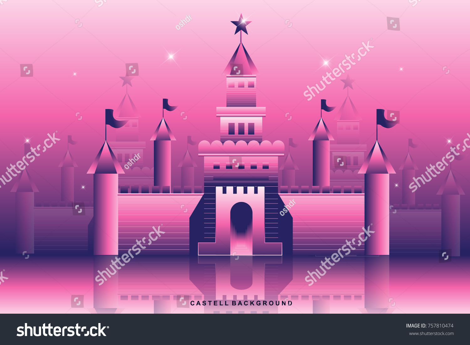 SVG of Violet Castle background vector eps10. Gradient castle cartoon banner. svg