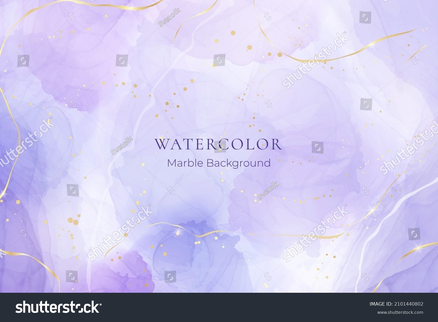 SVG of Violet lavender liquid watercolor marble background with golden lines. Pastel purple periwinkle alcohol ink drawing effect. Vector illustration design template for wedding invitation, menu, rsvp. svg