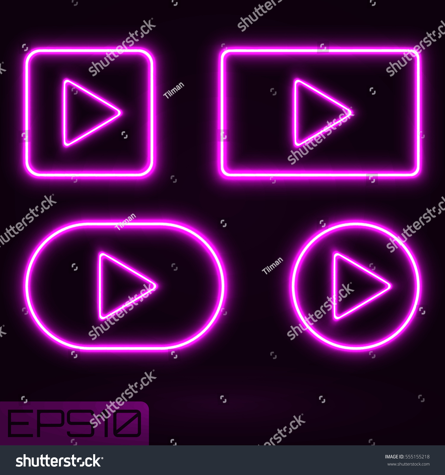 Violet Neon Play Button Vector Illustration Stock Vector (Royalty Free ...