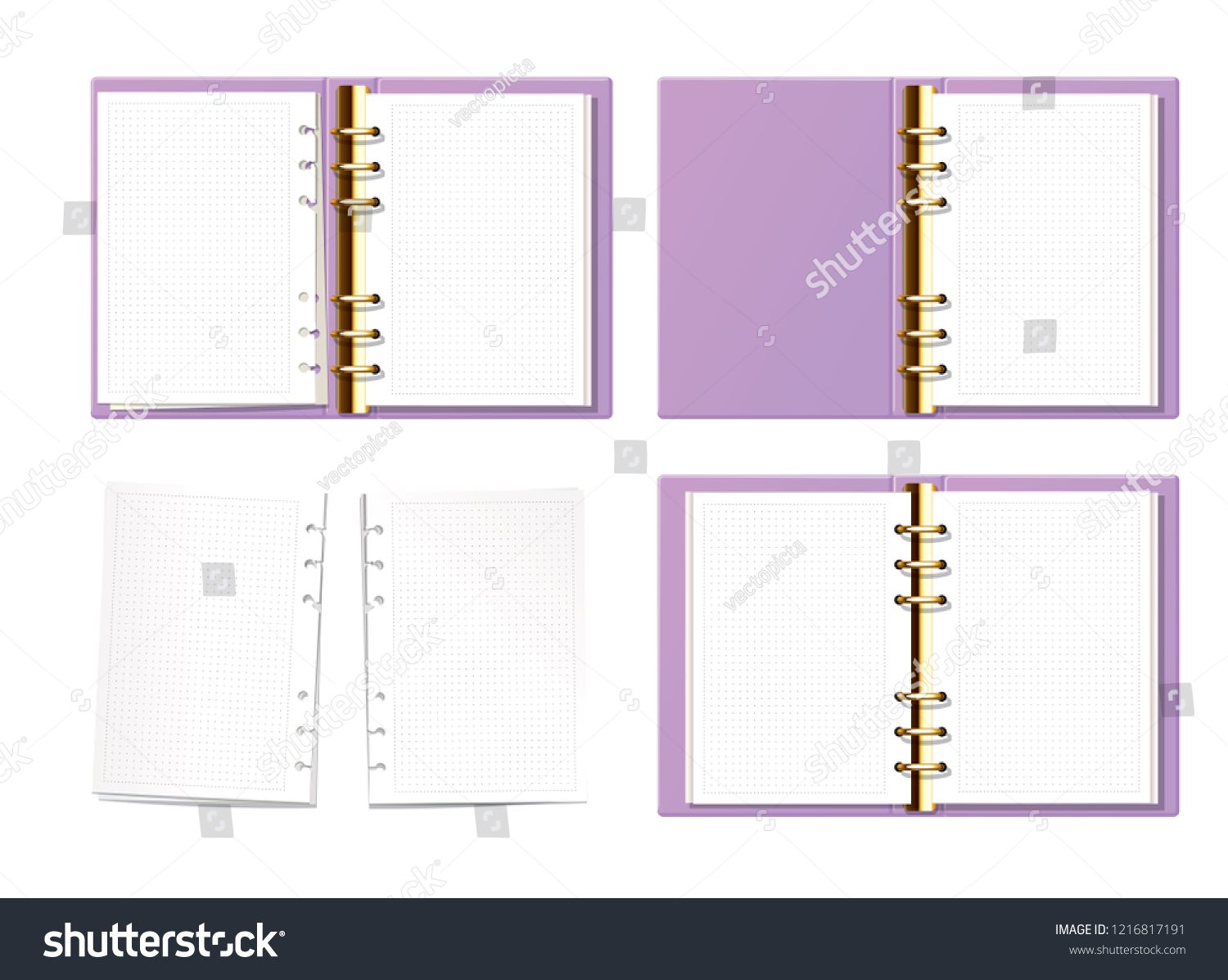 Violet Open Notebook Mock Bullet Journal Stock Vector Royalty Free 1216817191