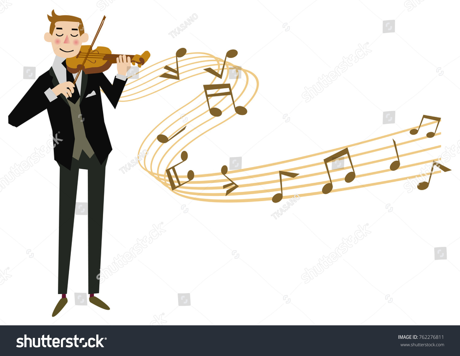 violinist playing music notes, cartoon style clip art preview