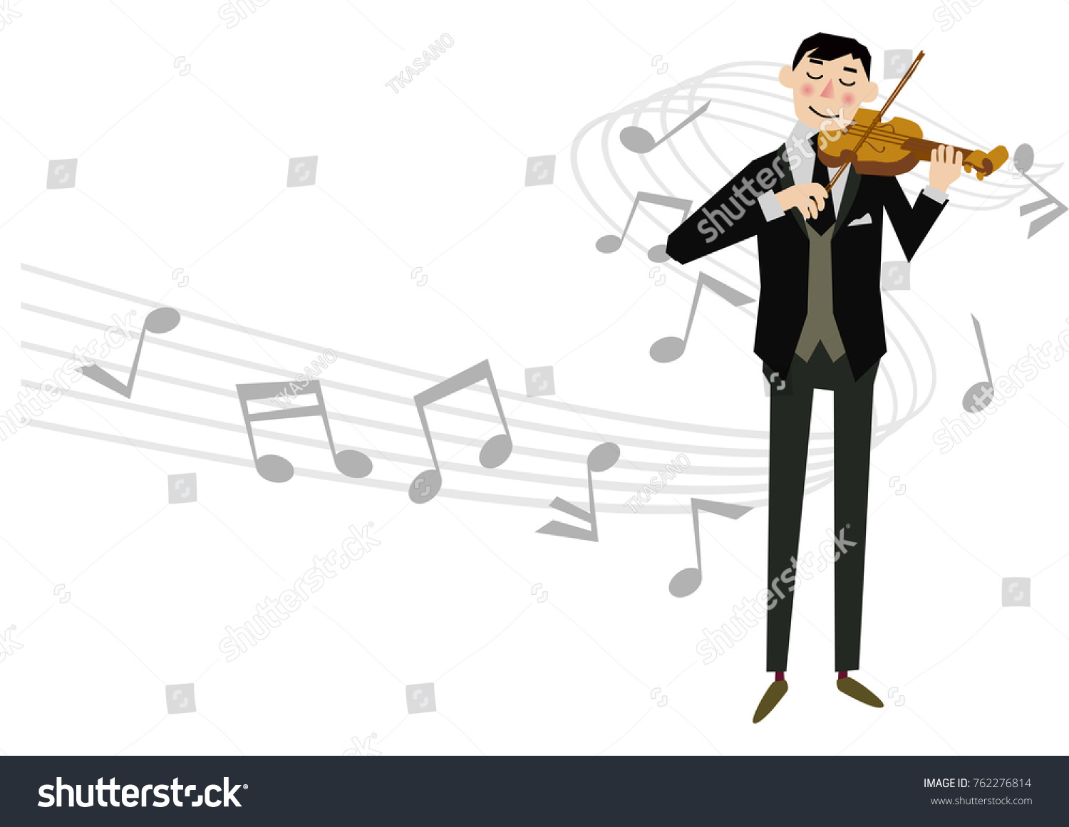 violinist playing violin with musical notes clip art preview