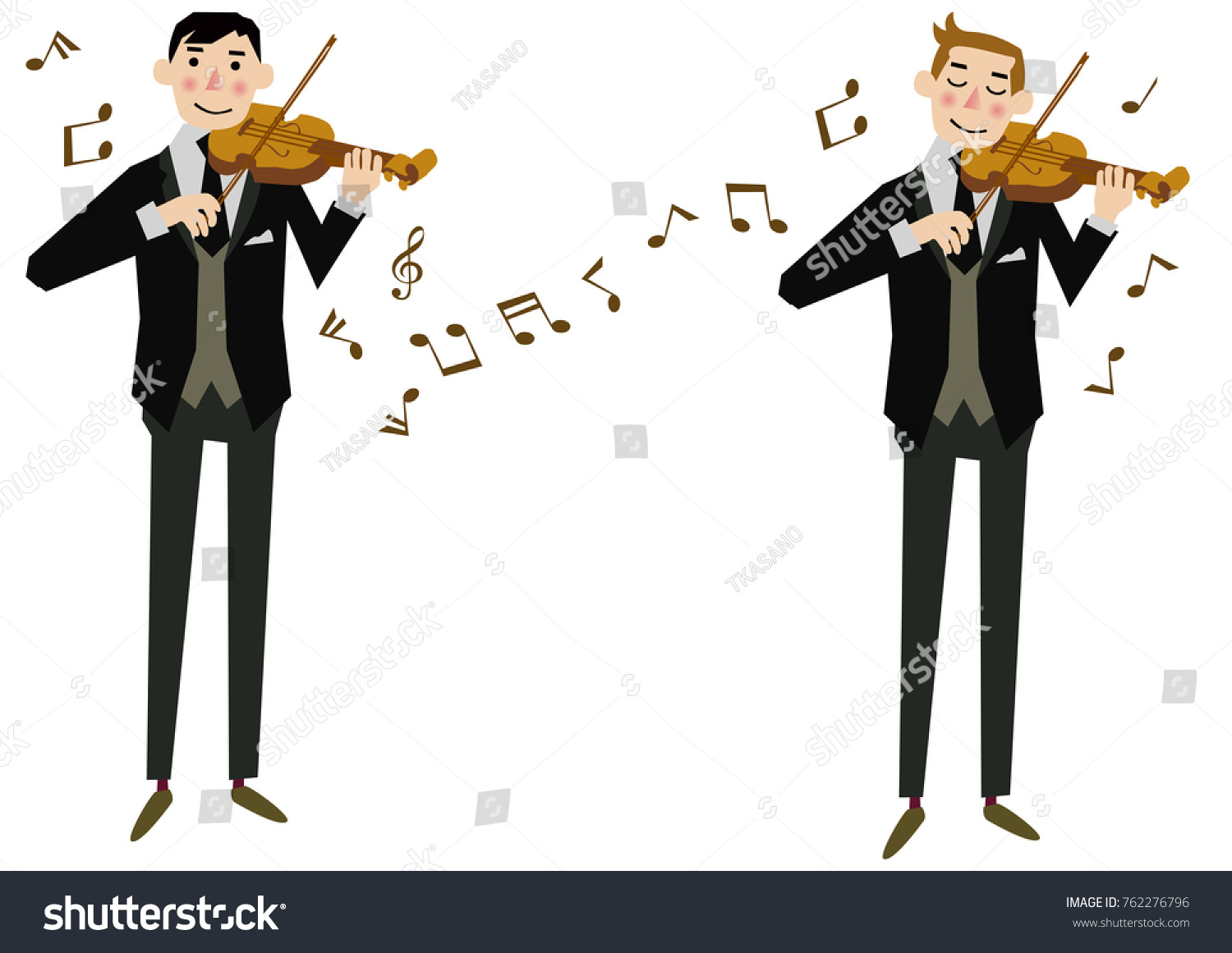 violinist playing violin, musical notes, cartoon style clip art preview
