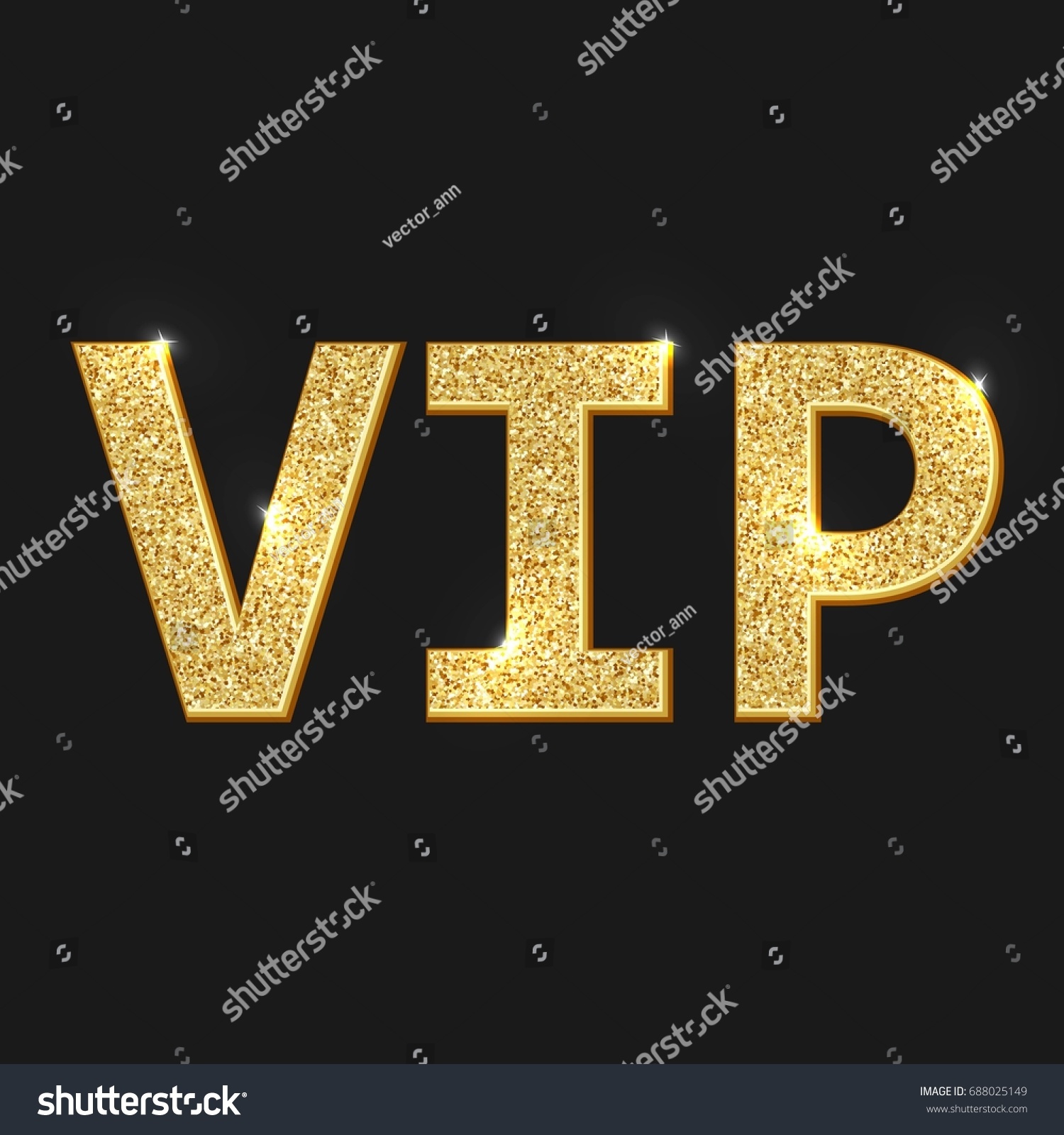 Vip 3d Text Golden Glitter Effect Stock Vector (Royalty Free) 688025149 ...