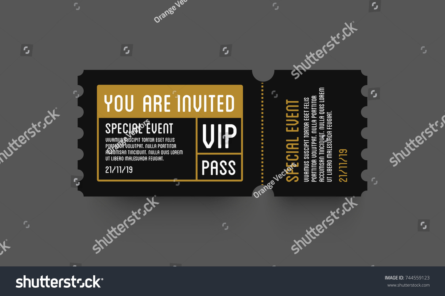 vip entry pass ticket stub design のベクター画像素材 ロイヤリティ