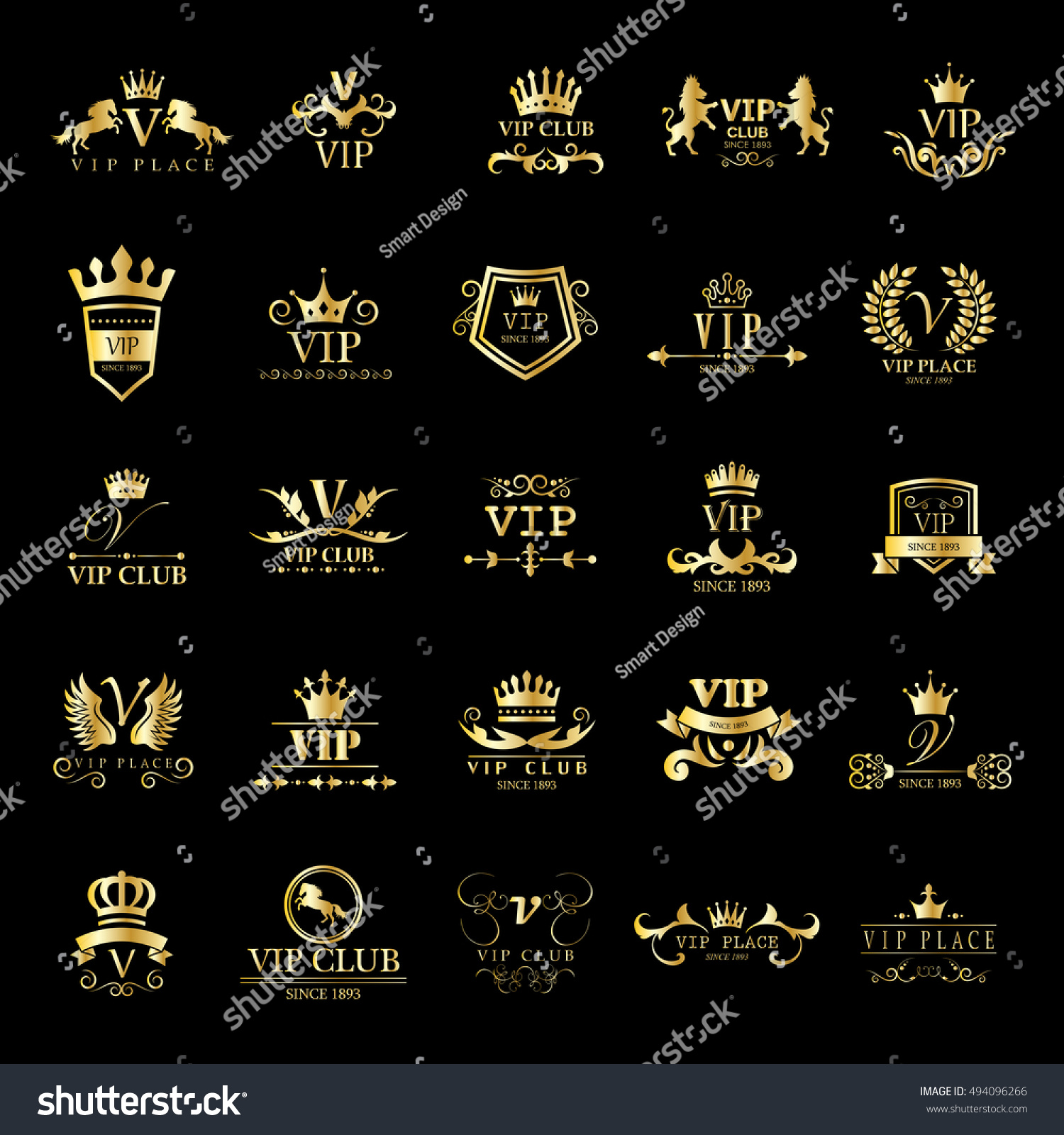 Vip Logo Set Isolated On Black Stock Vector (Royalty Free) 494096266 ...