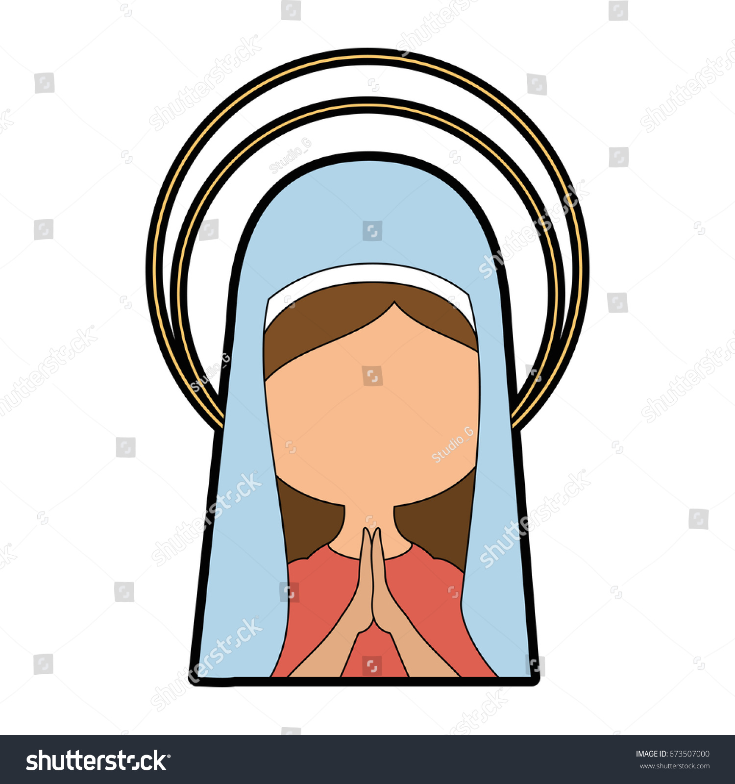 Virgin Mary Cartoon Stock Vector Royalty Free 673507000 