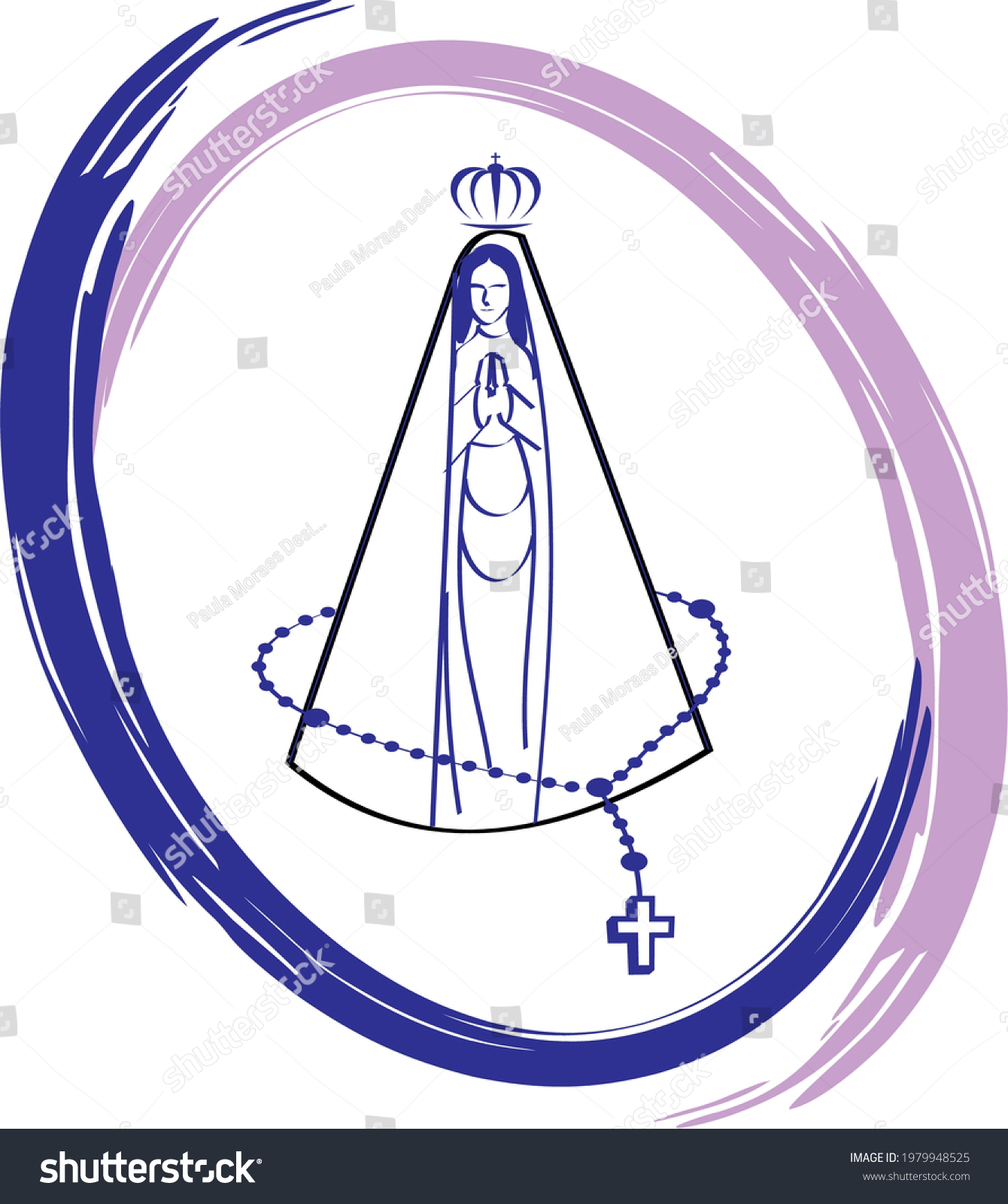 Virgin Mary Our Lady Jesus Rosary Stock Vector (Royalty Free ...