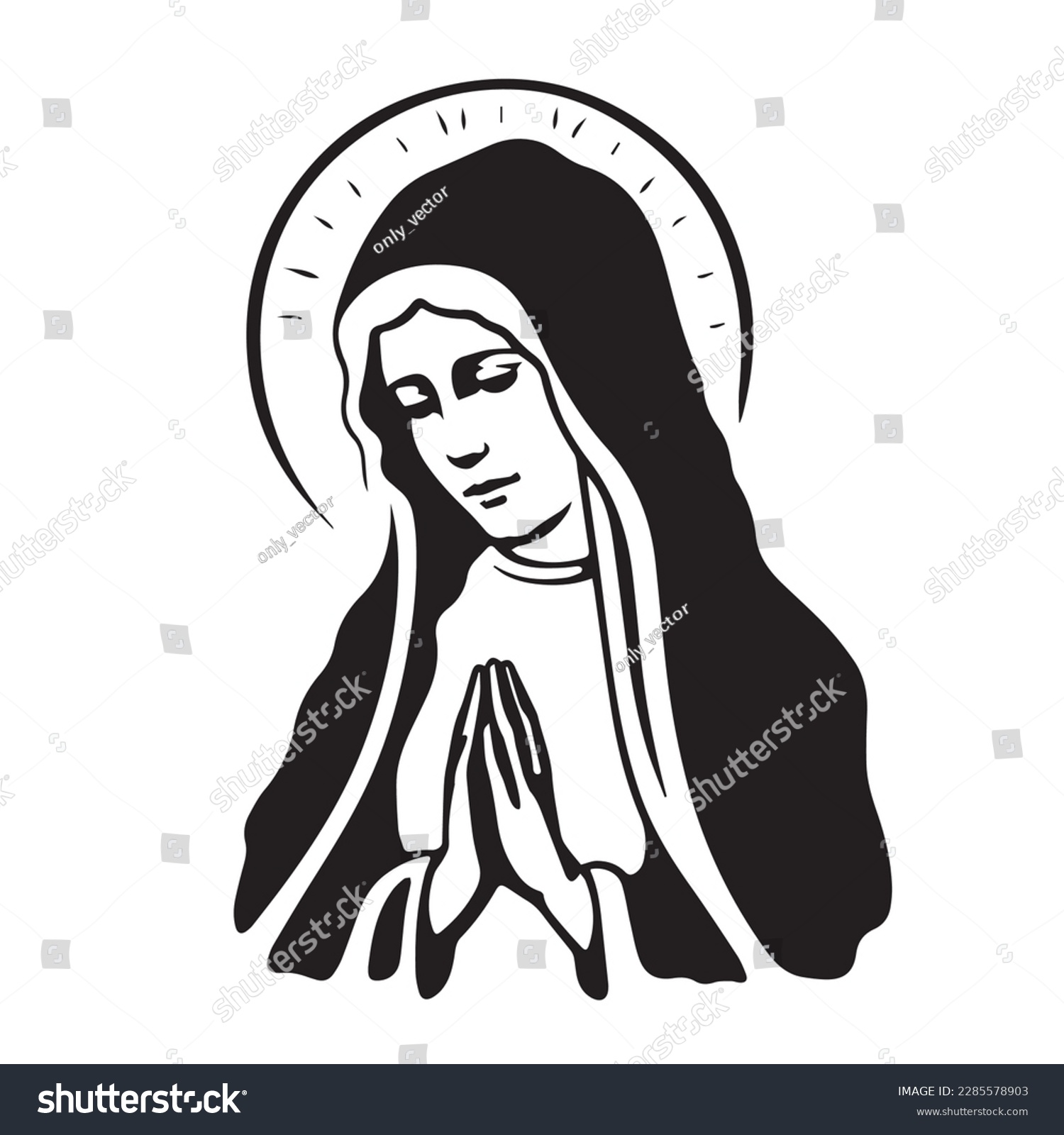 SVG of Virgin Mary, Our Lady. Vector illustration silhouette svg, laser cutting cnc. svg