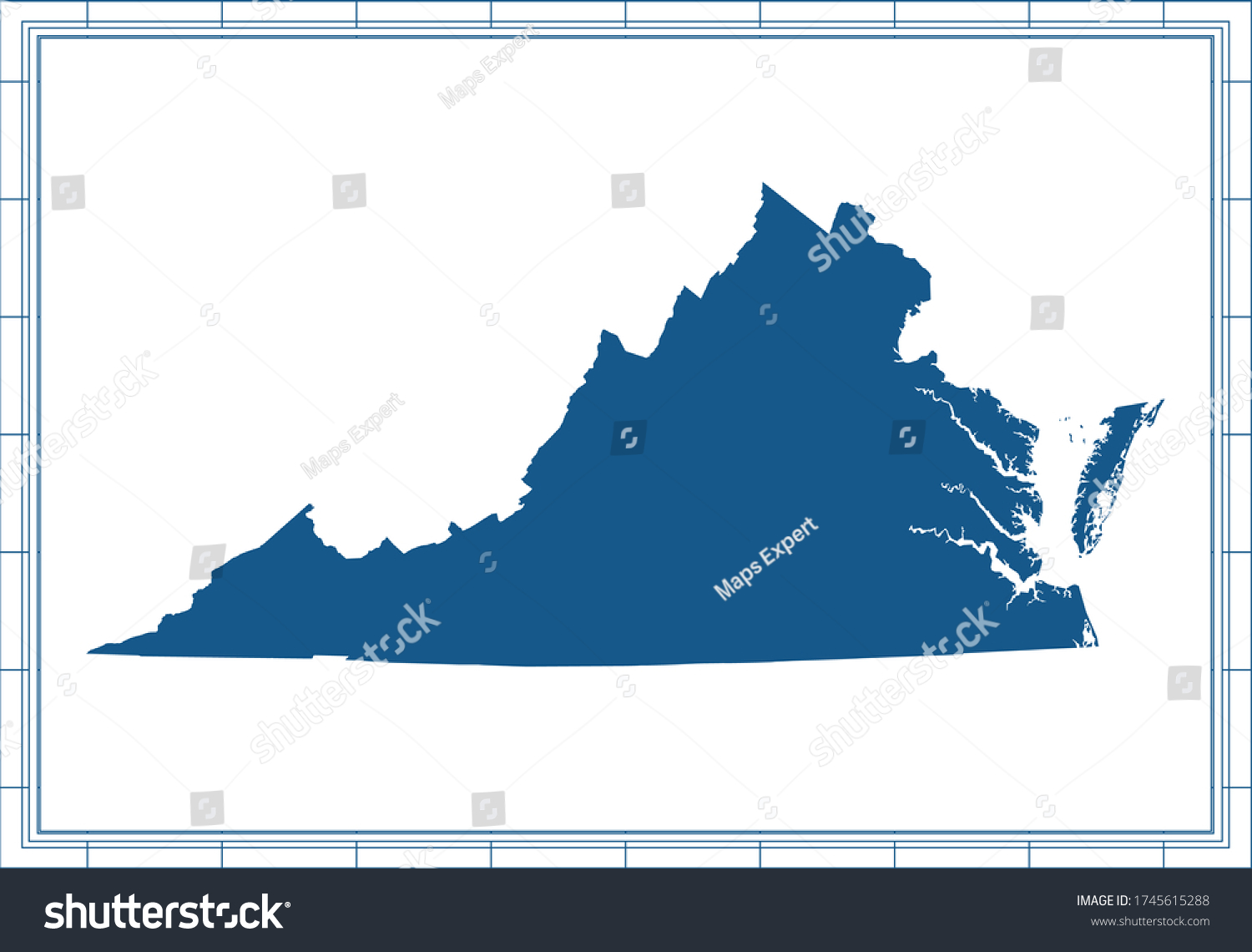 Virginia Outline Map Stock Vector Virginia Blank Map Outline Vector 1745615288