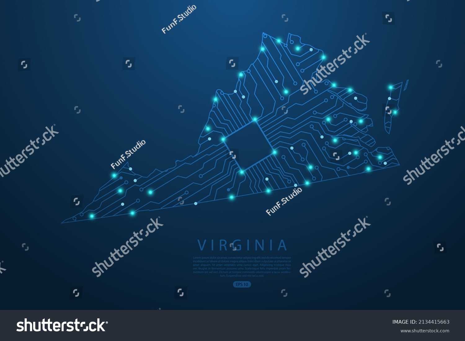 Virginia Map United States America Map Stock Vector Royalty Free Stock Vector Virginia Map United States Of America Map Vector With Abstract Futuristic Circuit Board High 2134415663