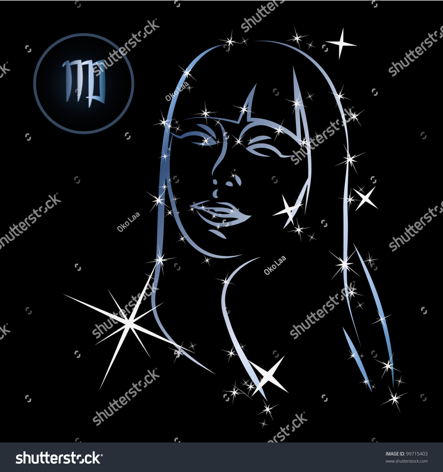 Virgo/Lovely Zodiac Signs Formed By Stars On Black Background Stock ...