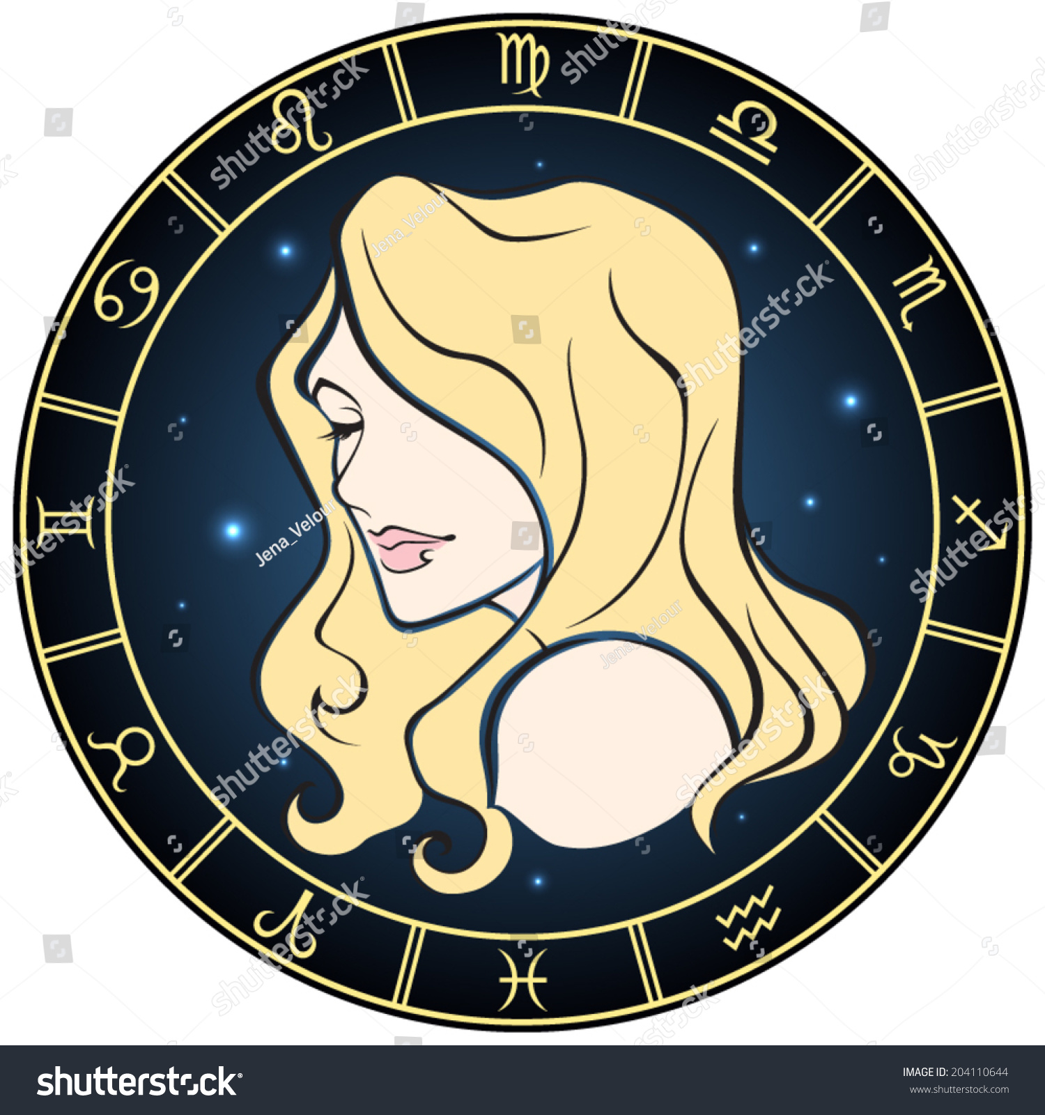 Virgo Zodiac Sign Vector Illustration Stock Vector 204110644 - Shutterstock