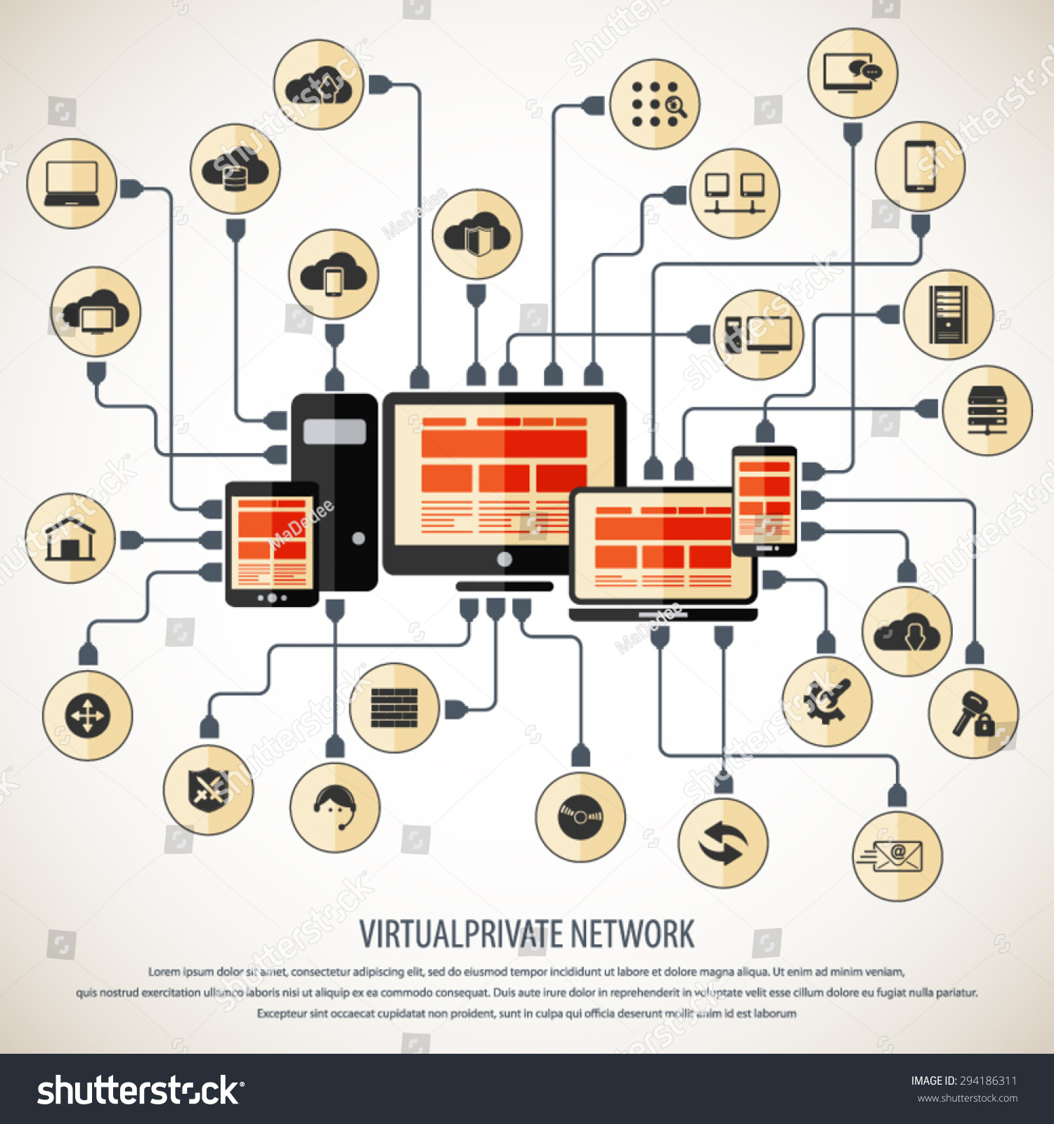 Virtual Private Network Background 24 Icon Stock Vector (Royalty Free