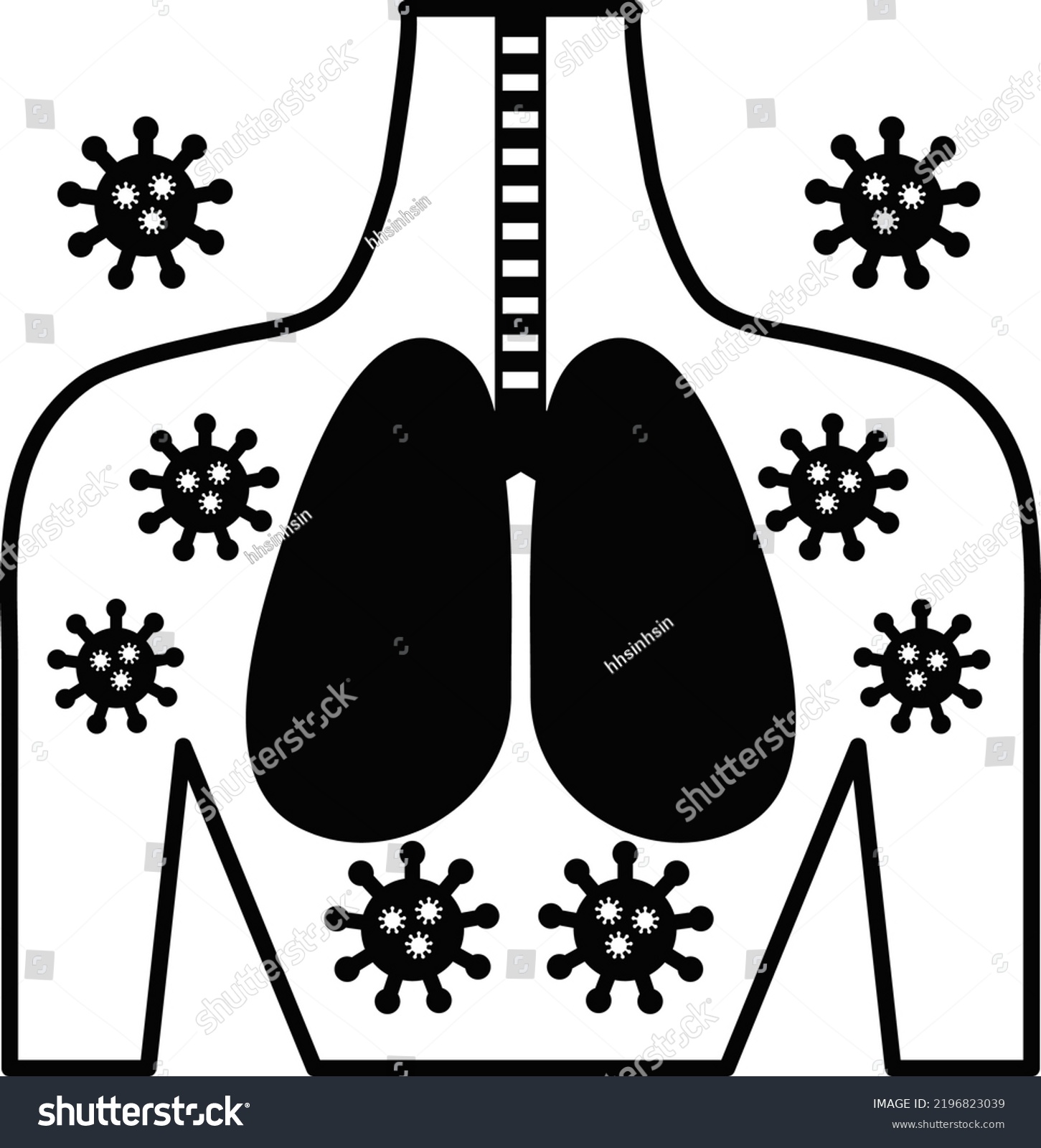 black lungs and viruses, medical concept clip art preview
